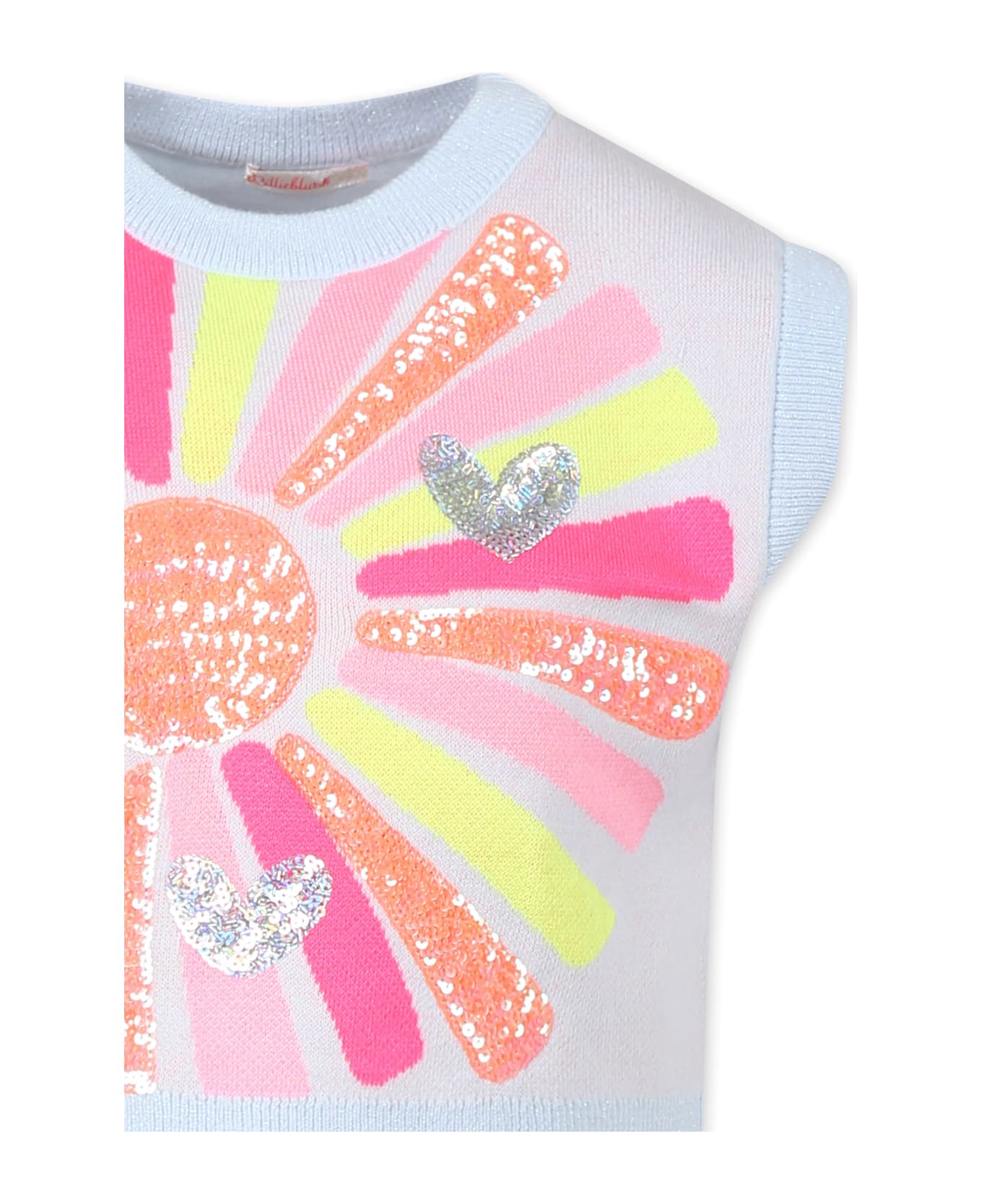 Billieblush Light Blue Vest Sweater For Girl With Sun - Light Blue