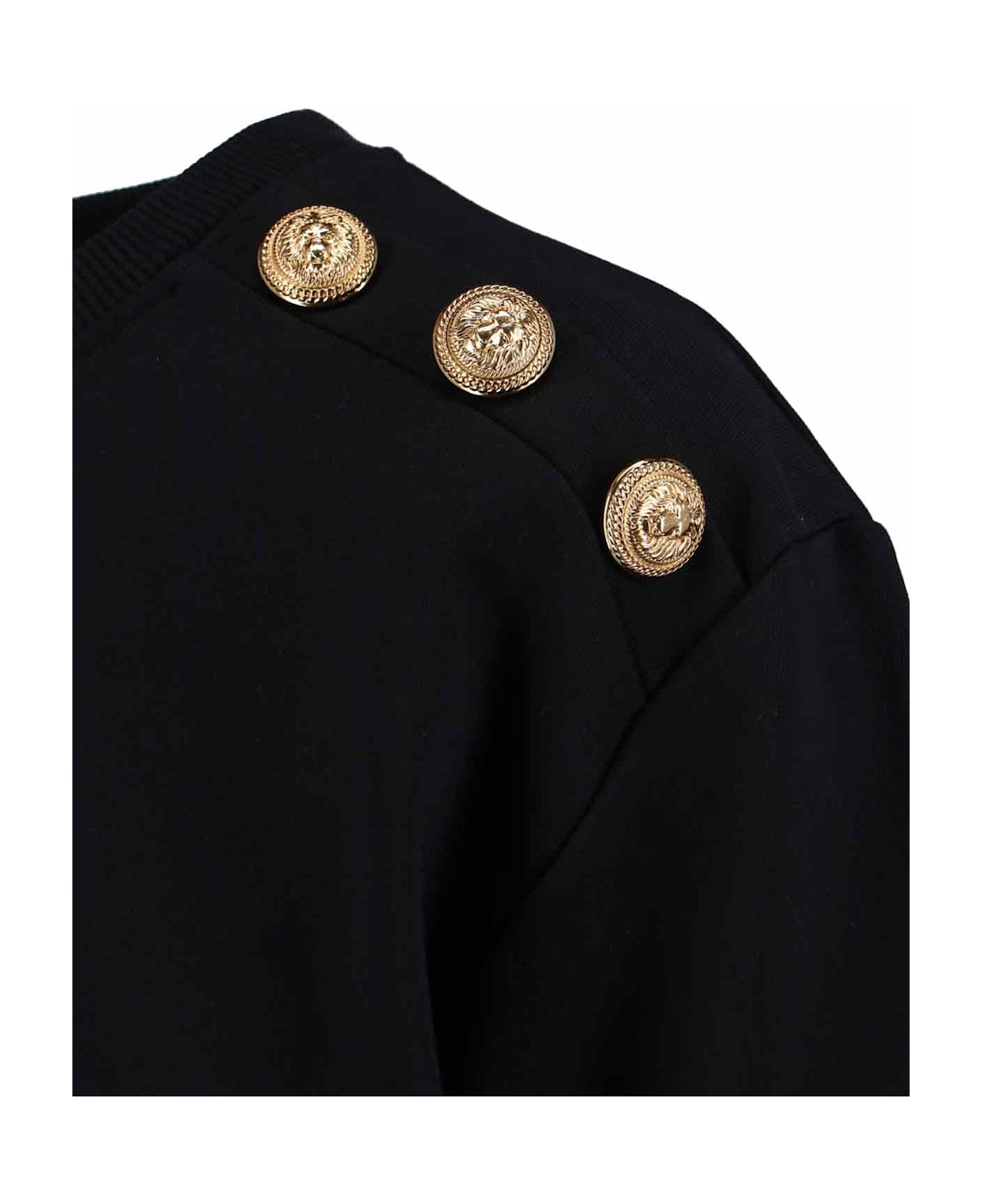 Balmain Crewneck Sweatshirt With Decorative Buttons - Black  