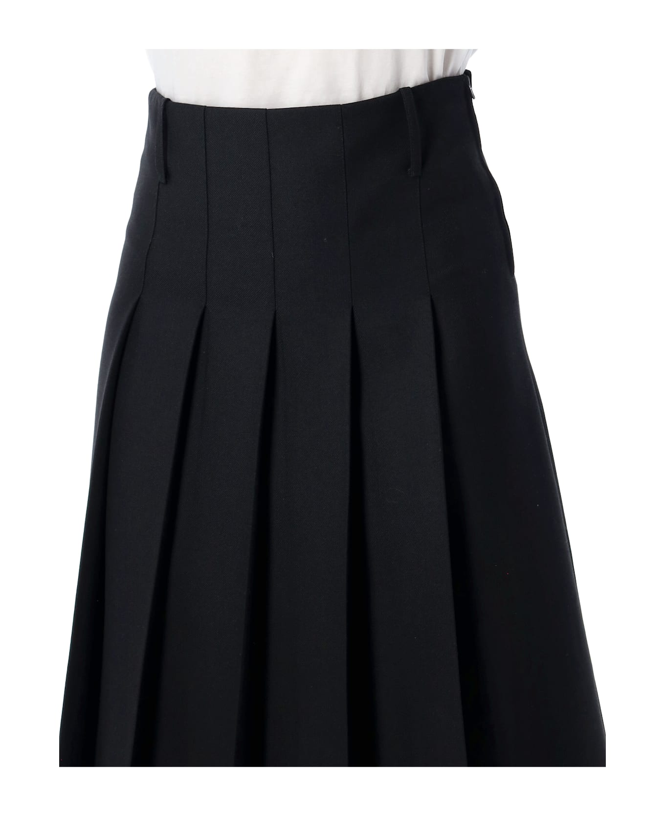 A.P.C. Black Pleated Midi Skirt - BLACK