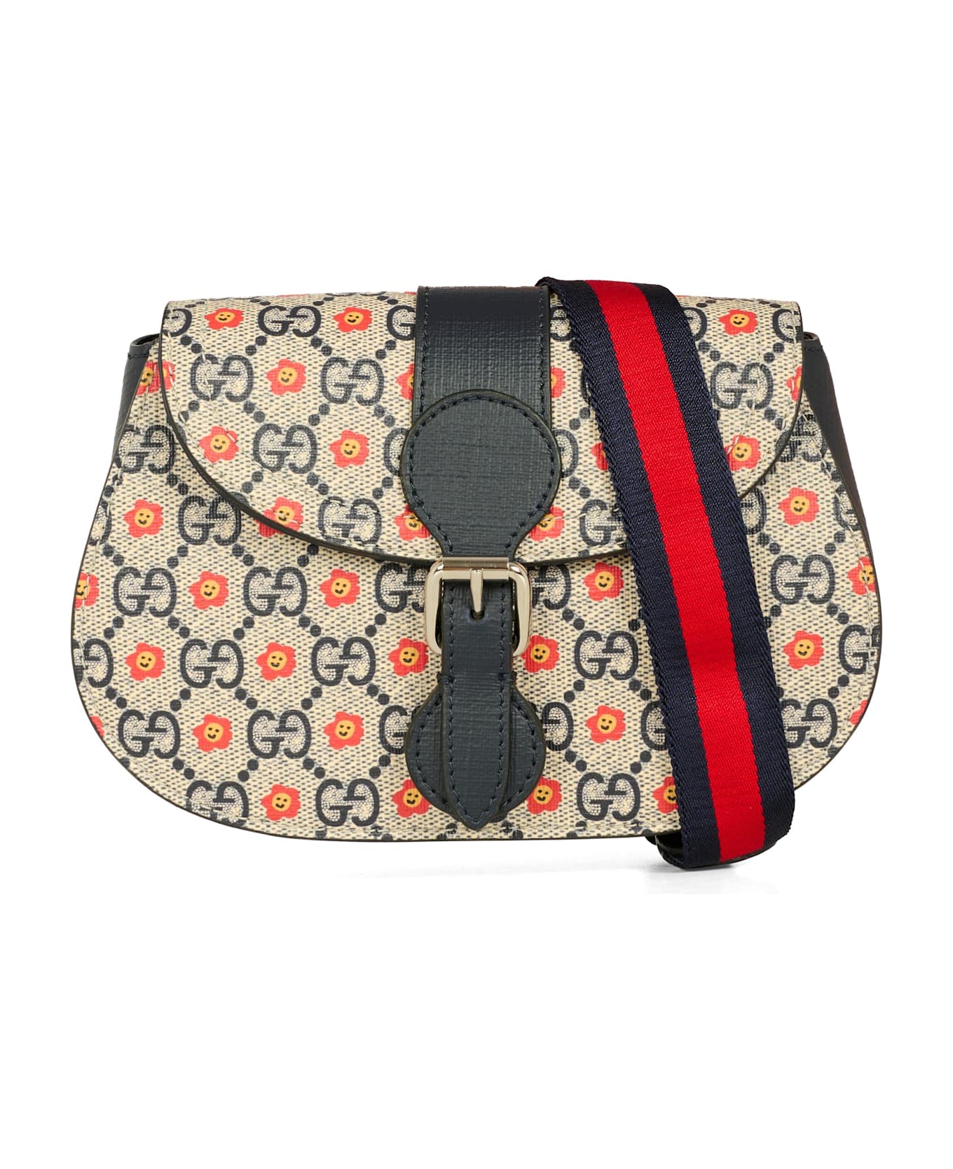 Gucci Blue Pouch For Girl With Flowers - Pink