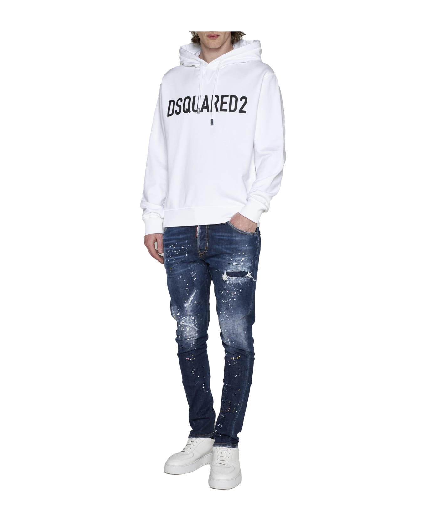 Dsquared2 Logo Cotton Hoodie - White