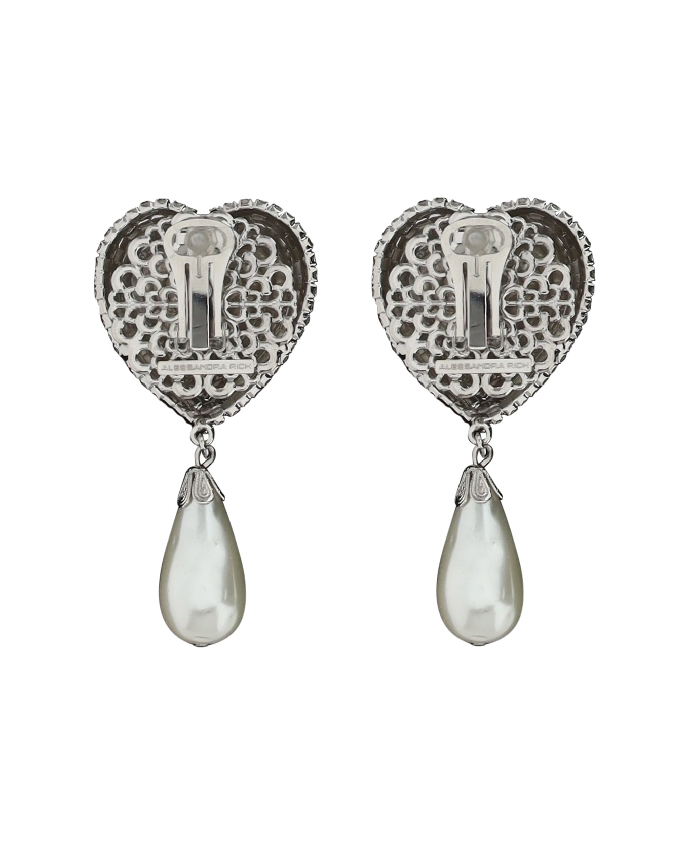 Alessandra Rich Heart Earrings - Cry-silver