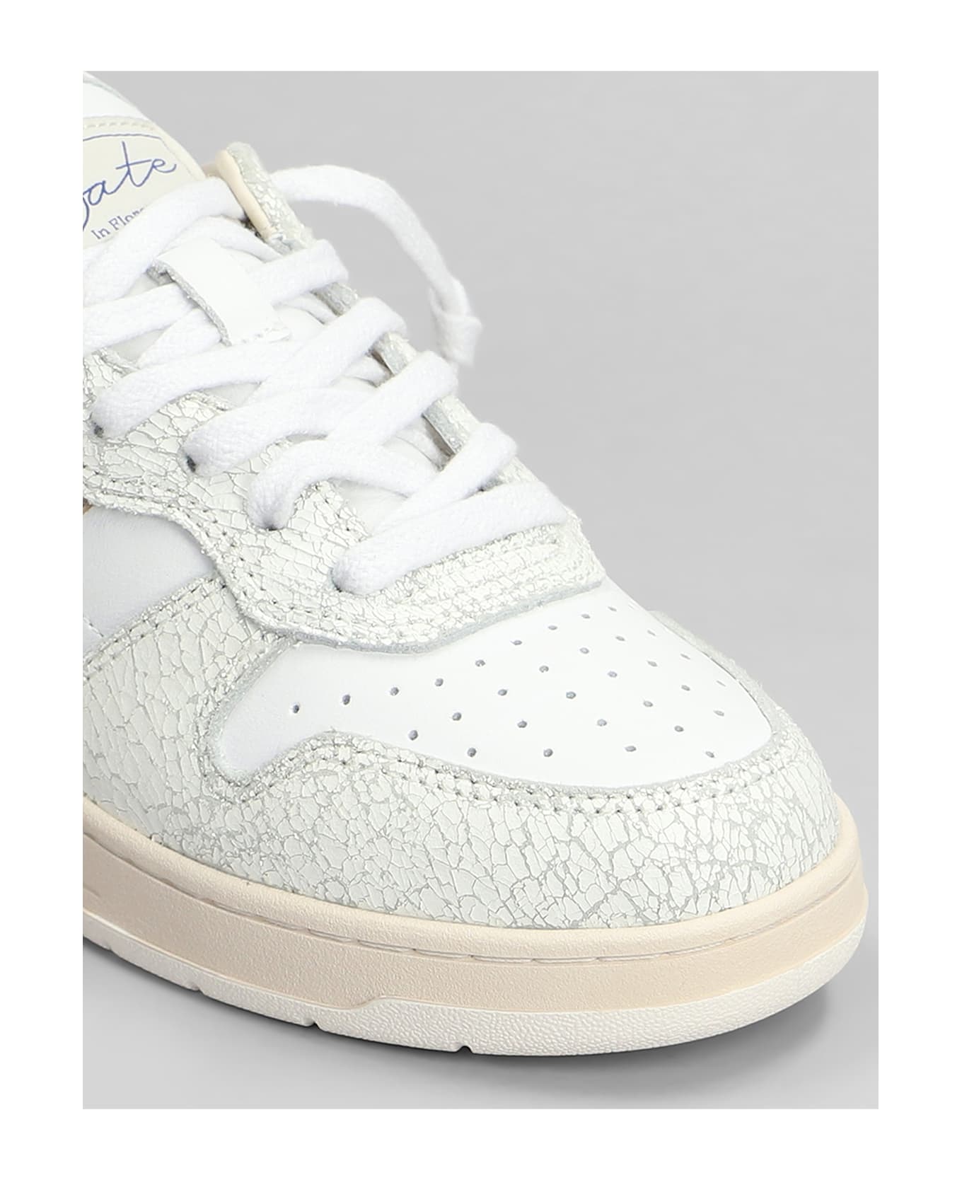 D.A.T.E. Court Shiny Sneakers In White Leather - WHITE, platinum