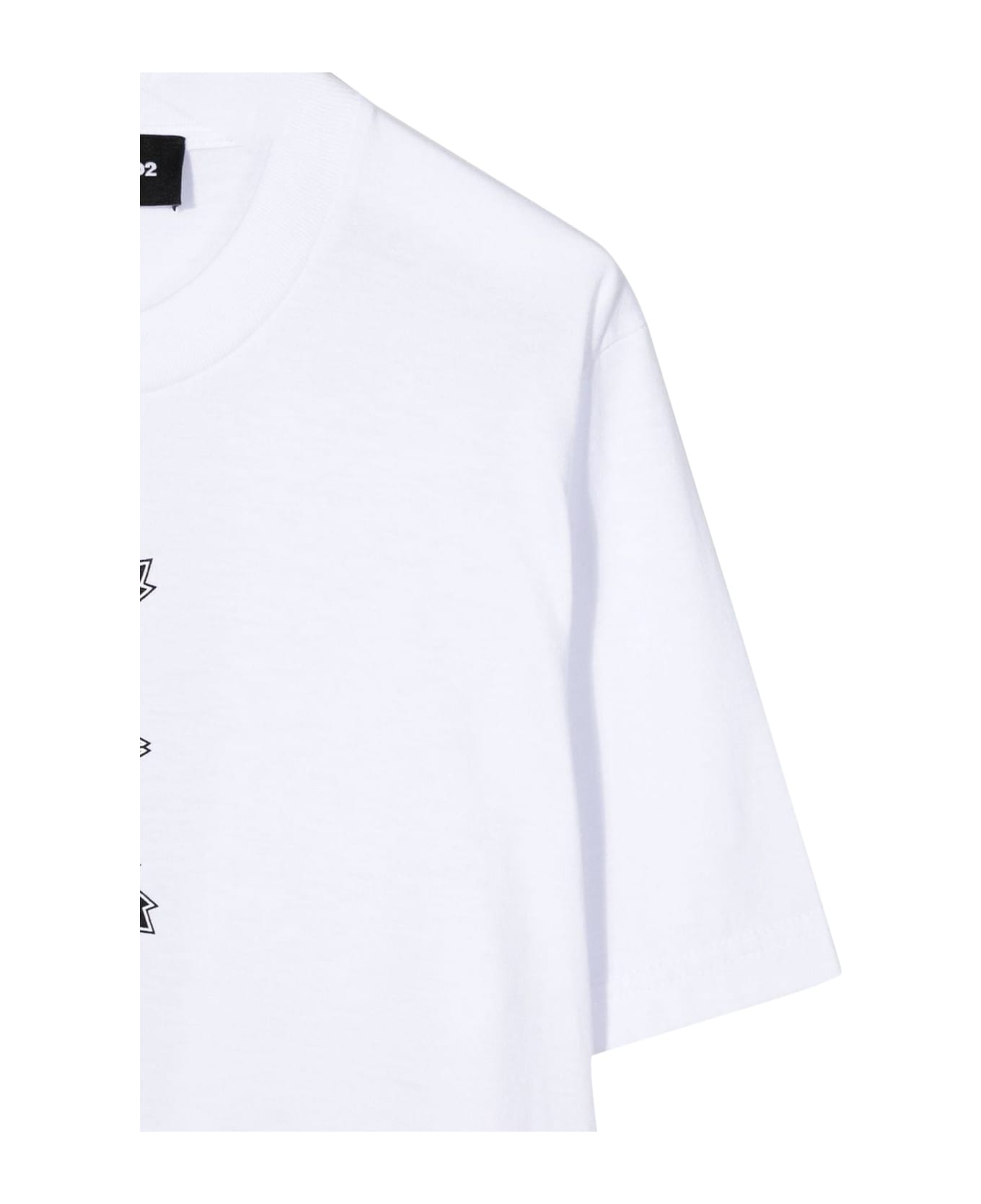 Dsquared2 T-shirt Logo On The Back And Front Leaves - BIANCO