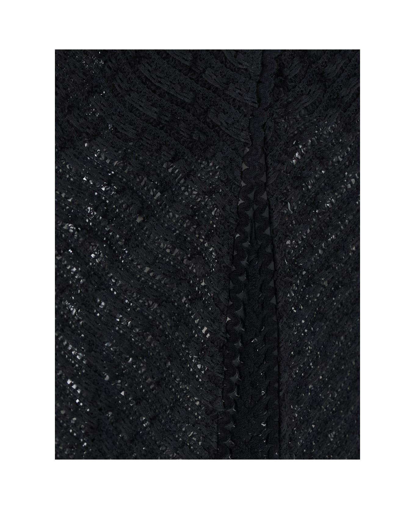 Charo Ruiz 
erin
 Black Long Skirt With Side Single Slit And All-over Embroidery In Tech Fabric Woman - Black