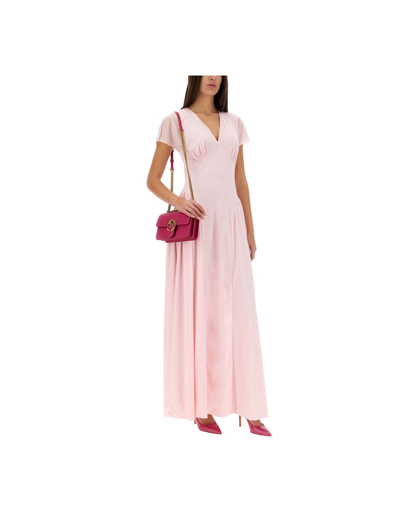 Rotate by Birger Christensen Long Dress With Drape - PINK