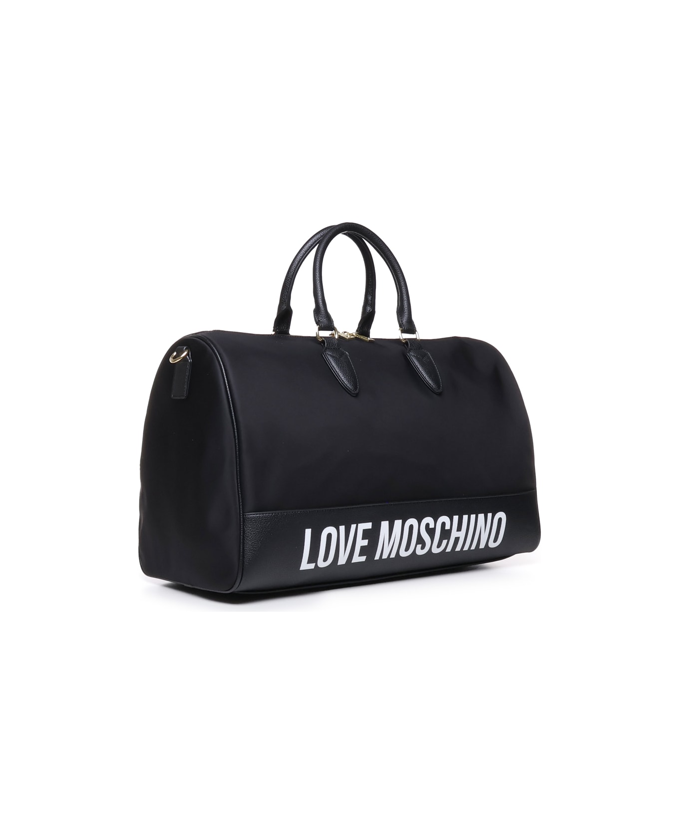 Love Moschino Duffle Bag With Print - Black トラベルバッグ