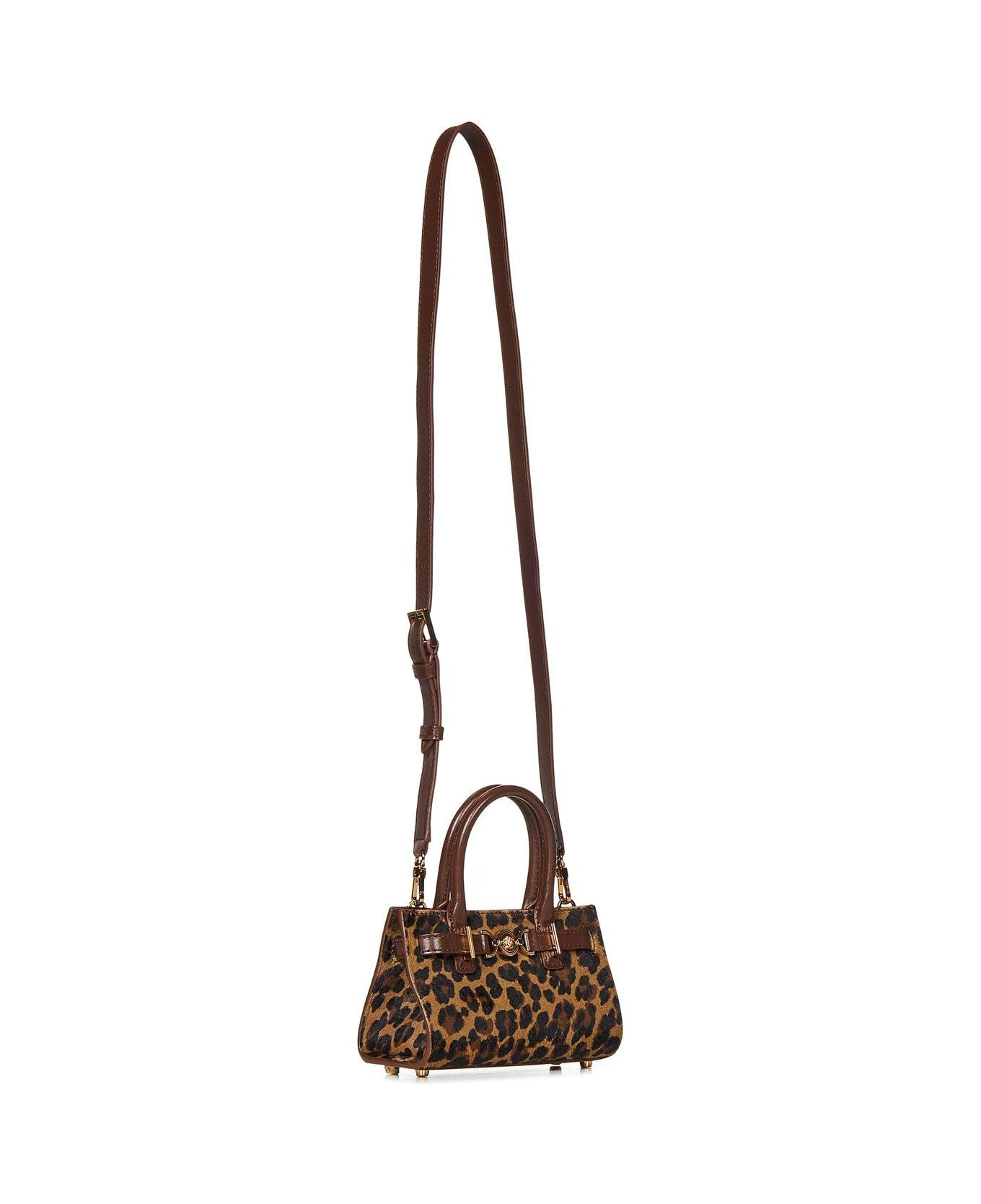 Versace Medusa-plaque Leopard Printed Tote Bag - Brown