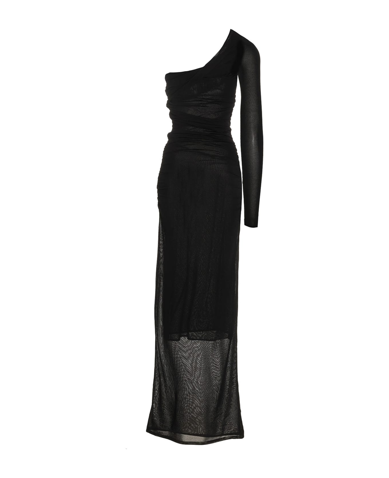 Saint Laurent One-sleeve Long Dress - Black