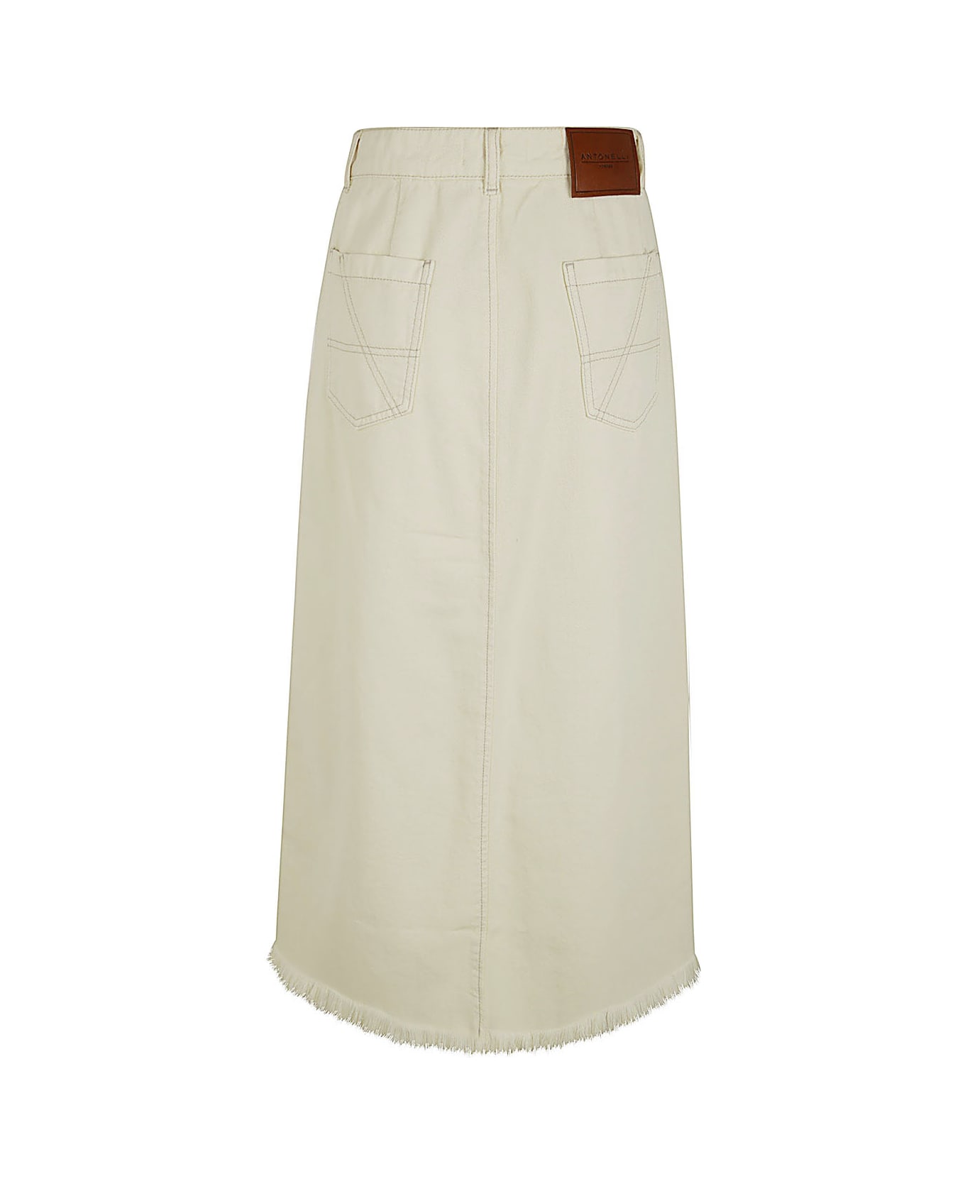 Antonelli Iago Denim Skirt With Slit - Cream