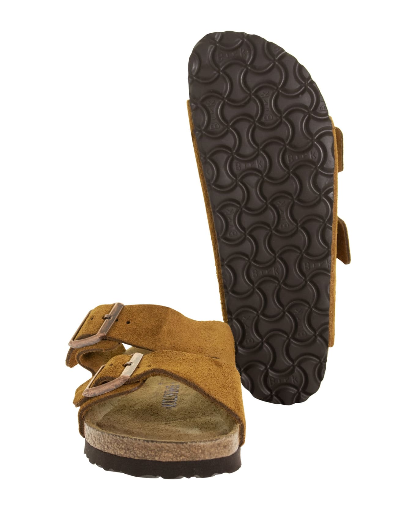 Birkenstock Arizona - Suede Leather Slipper - Mink フラットシューズ
