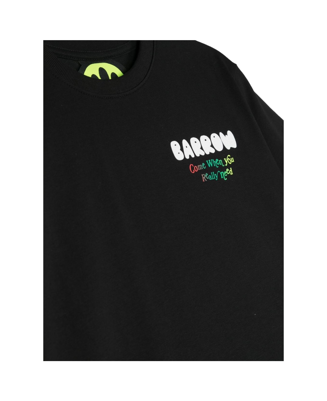 Barrow Black T-shirt With Multicoloured Lettering Logo - Nero/black