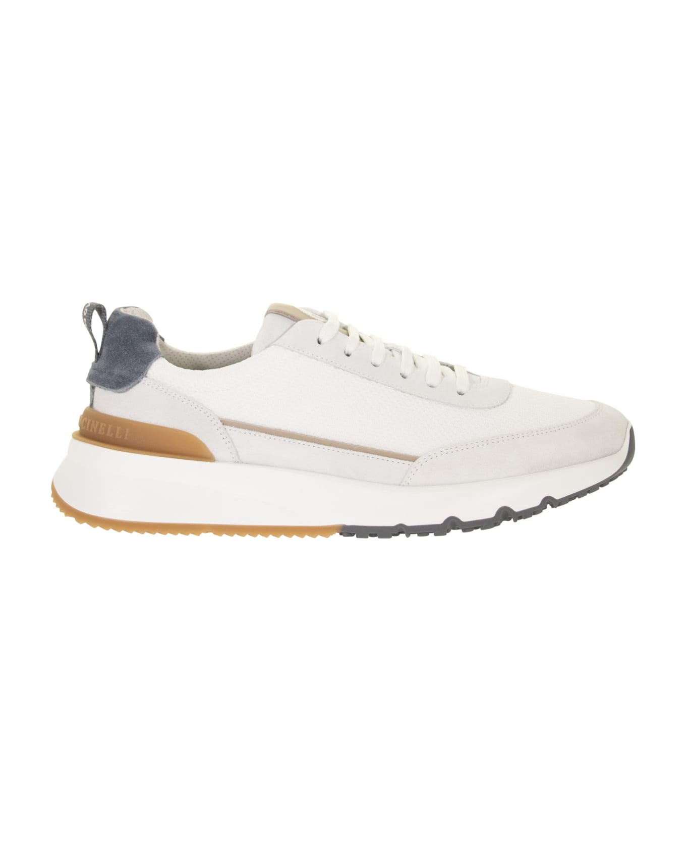 Brunello Cucinelli Texture Fabric And Washed Suede Runners - White