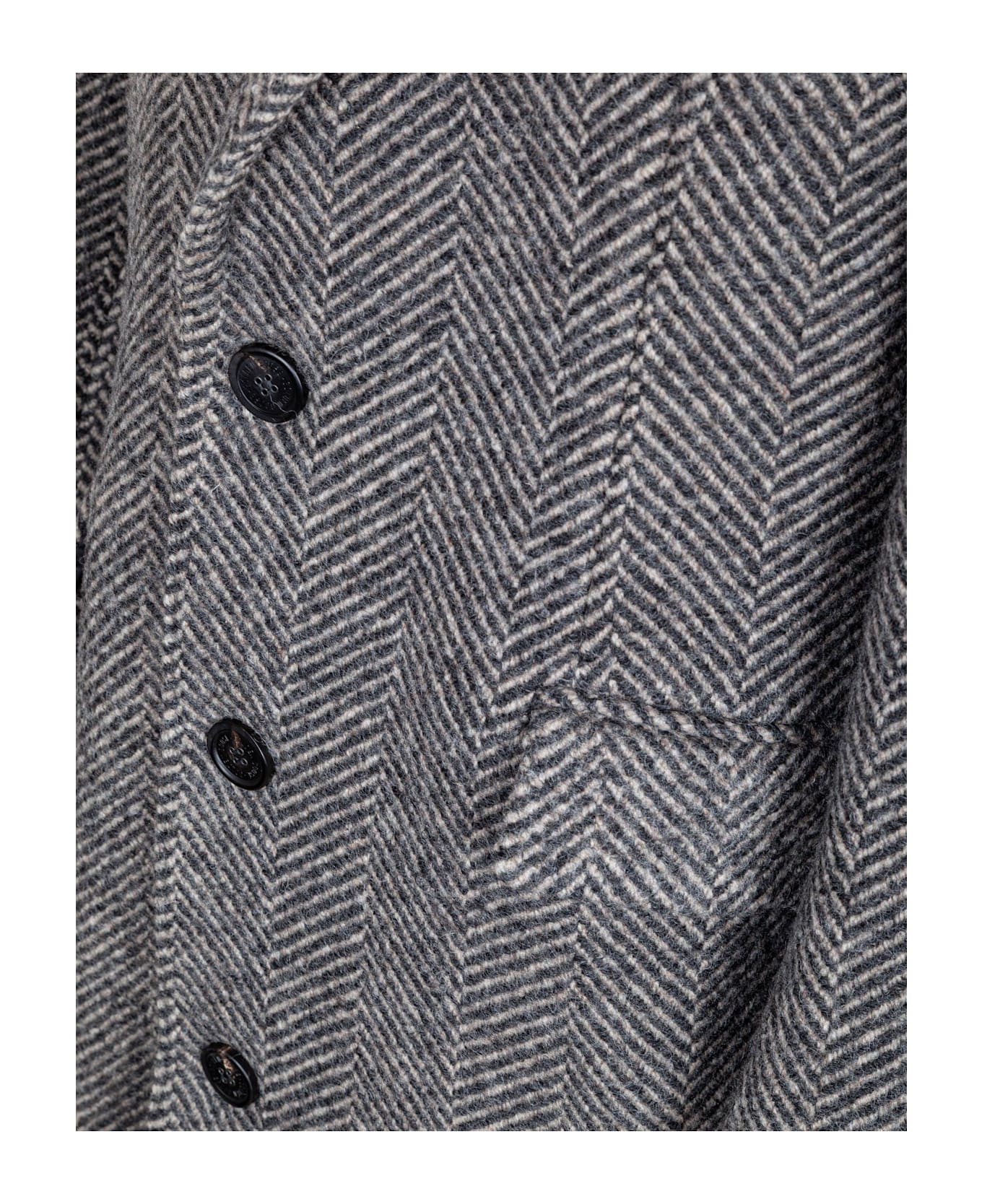 Golden Goose Wool Coat In Beige And Grey - BEIGE