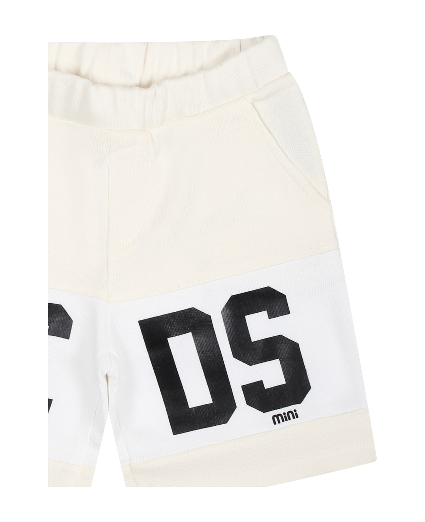 GCDS Mini White Sports Shorts For Babies With Logo - Ivory