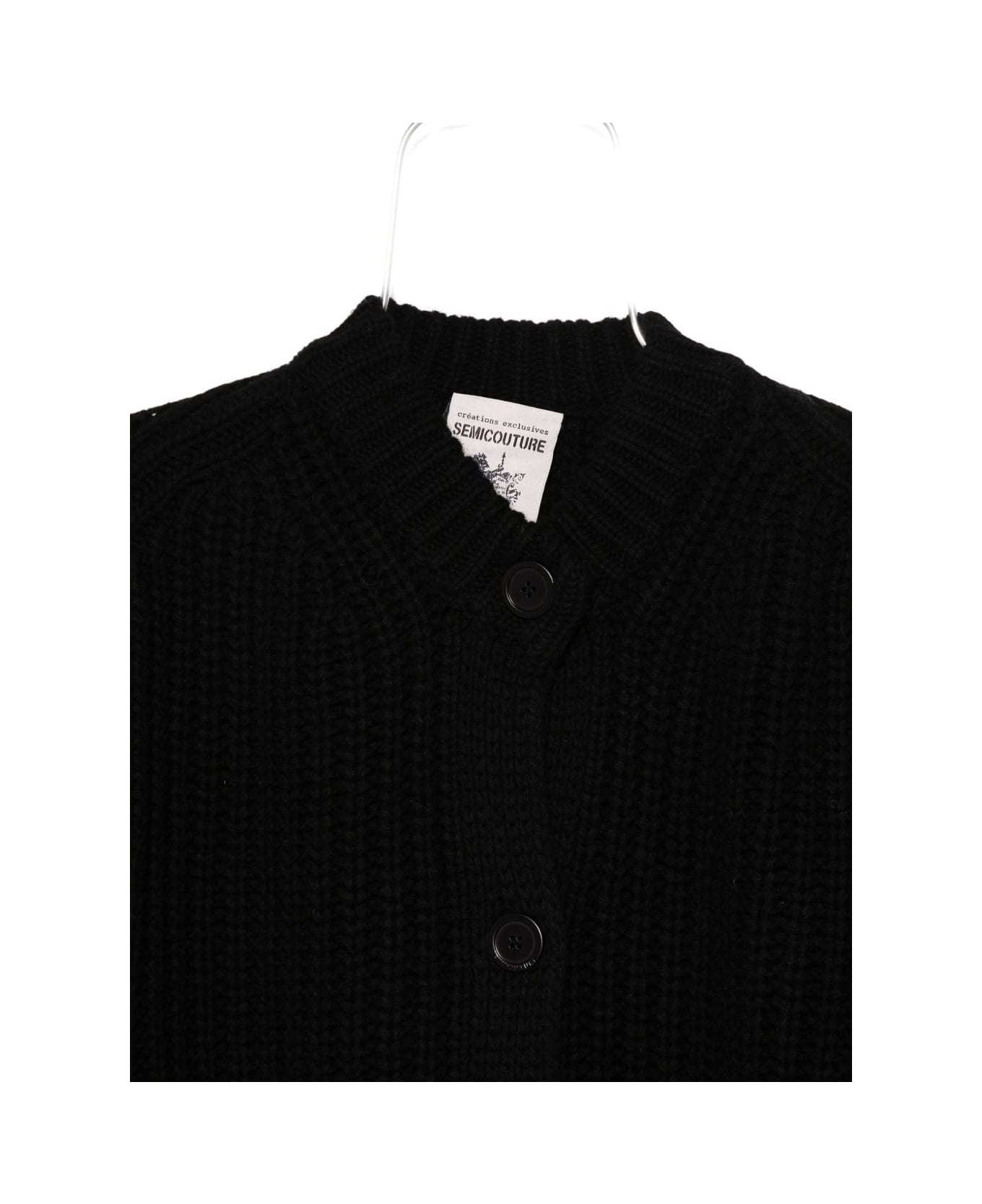 SEMICOUTURE Wool Knitted Cardigan - Black