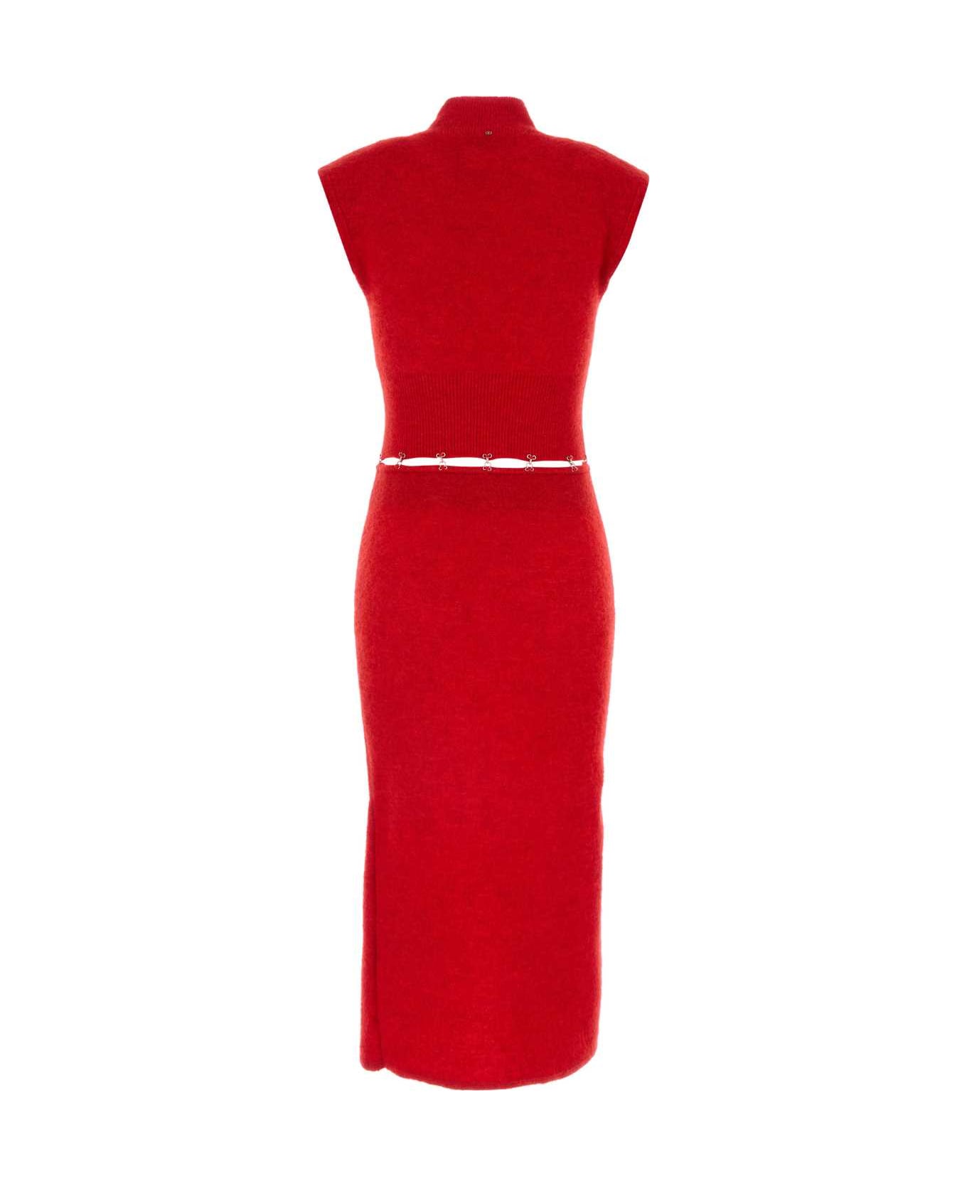 SportMax Red Stretch Mohair Blend Albino1234 Dress - ROSSO