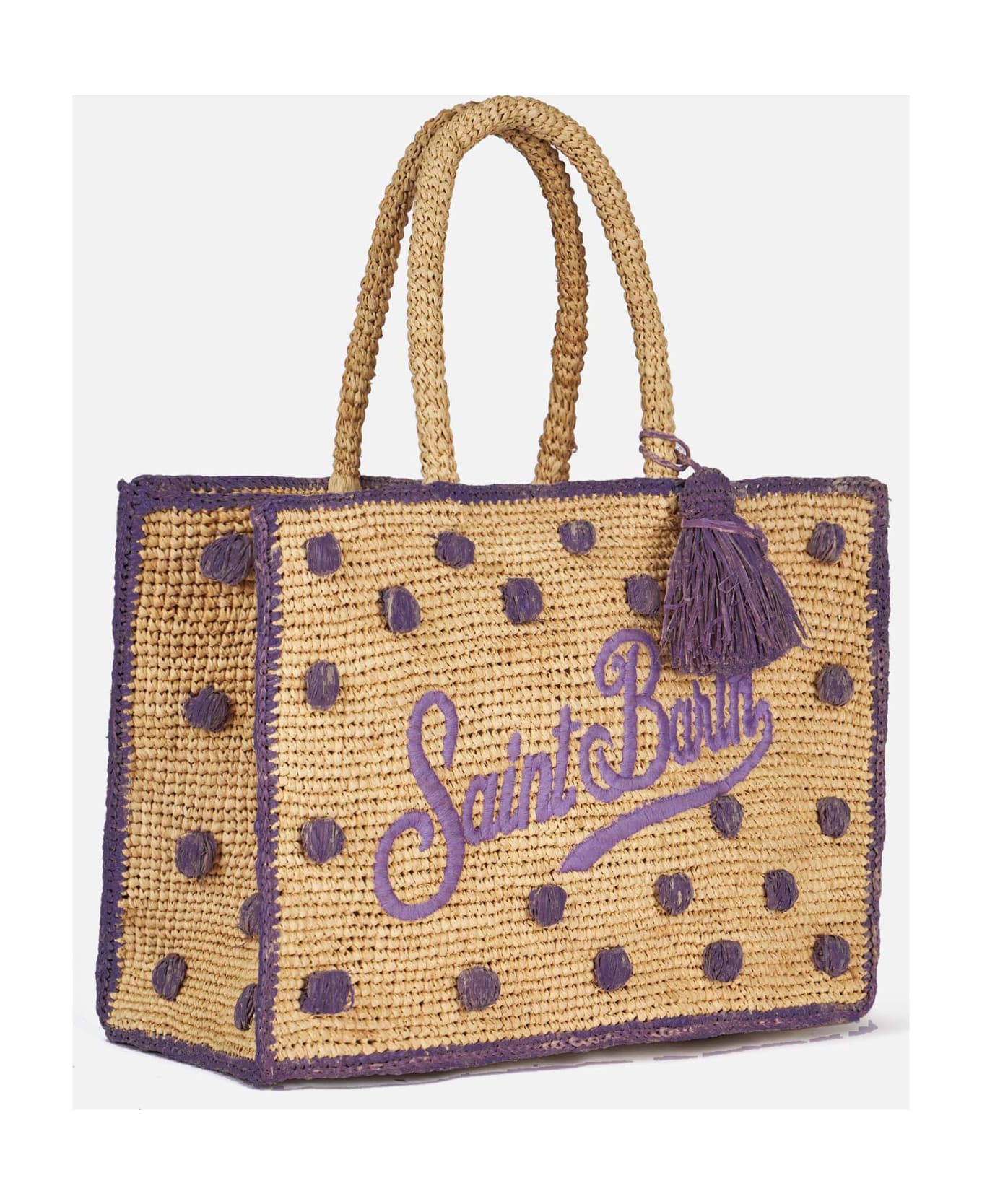 MC2 Saint Barth Polka Dots Terry Colette Raffia Handbag - PINK