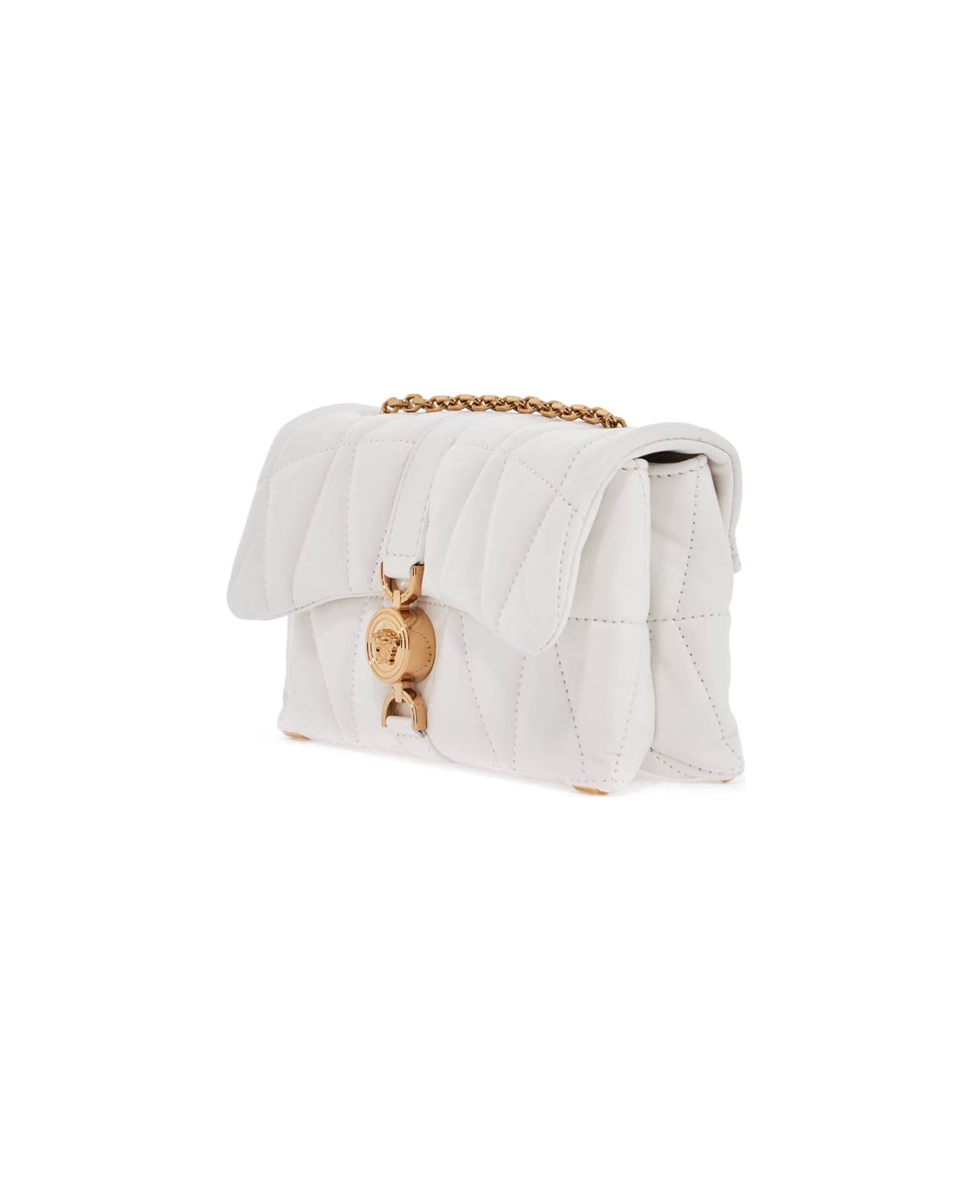 Versace 
cleio
 Small White Leather Crossbody Bag - PORCELAIN WHITE-VERSACE G (White)