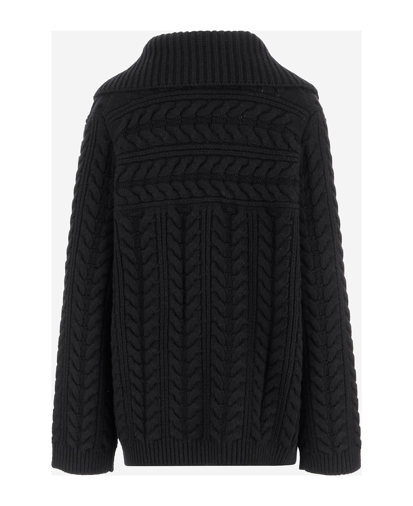 Sa Su Phi Double-breasted Wool And Cashmere Jacket With Cable Knit - Black