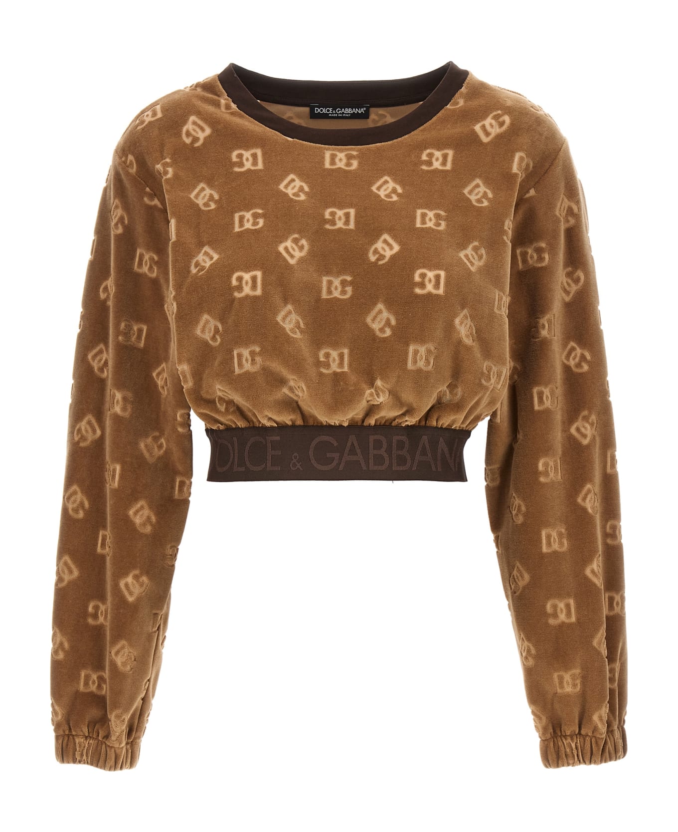 Dolce & Gabbana Short Chenille Sweatshirt - Camel フリース