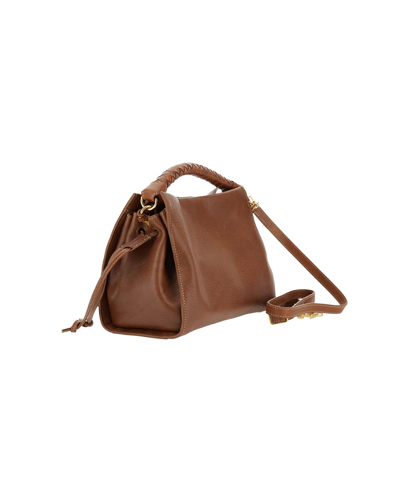 Mulberry 'small Iris' Brown Handbag With Logo Detail In Hammered Leather Woman - Brown