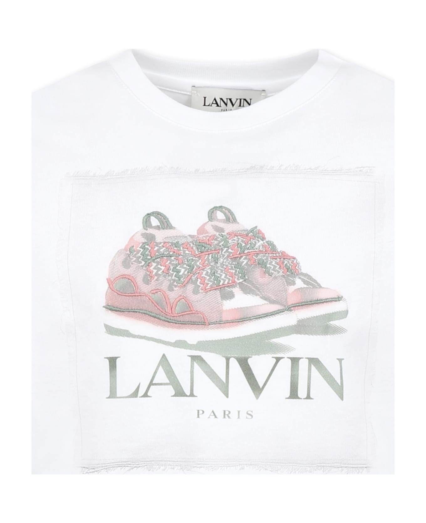 Lanvin White T-shirt For Girl With Sneakers Print - White