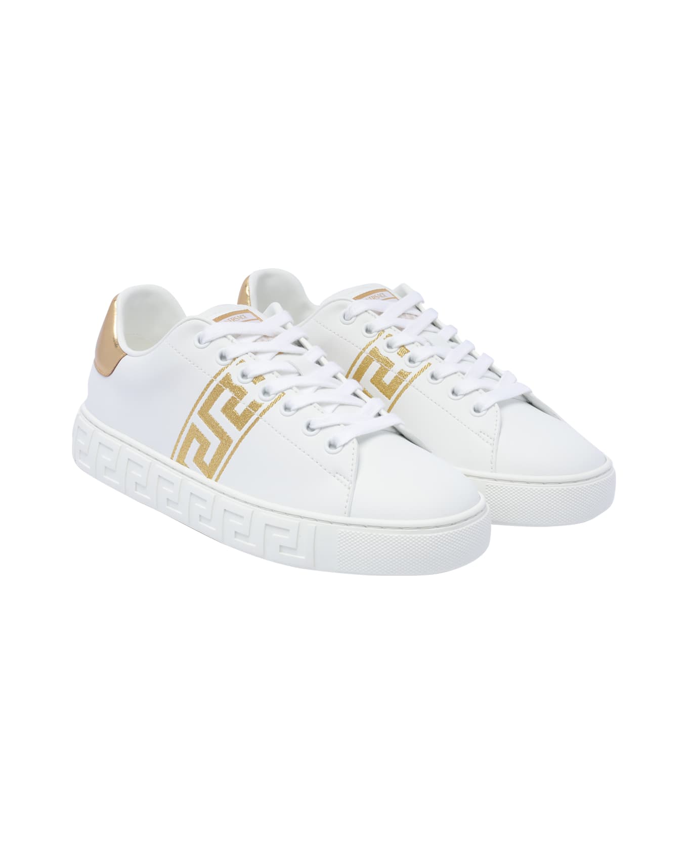 Versace Greca Embroidered Sneakers - White