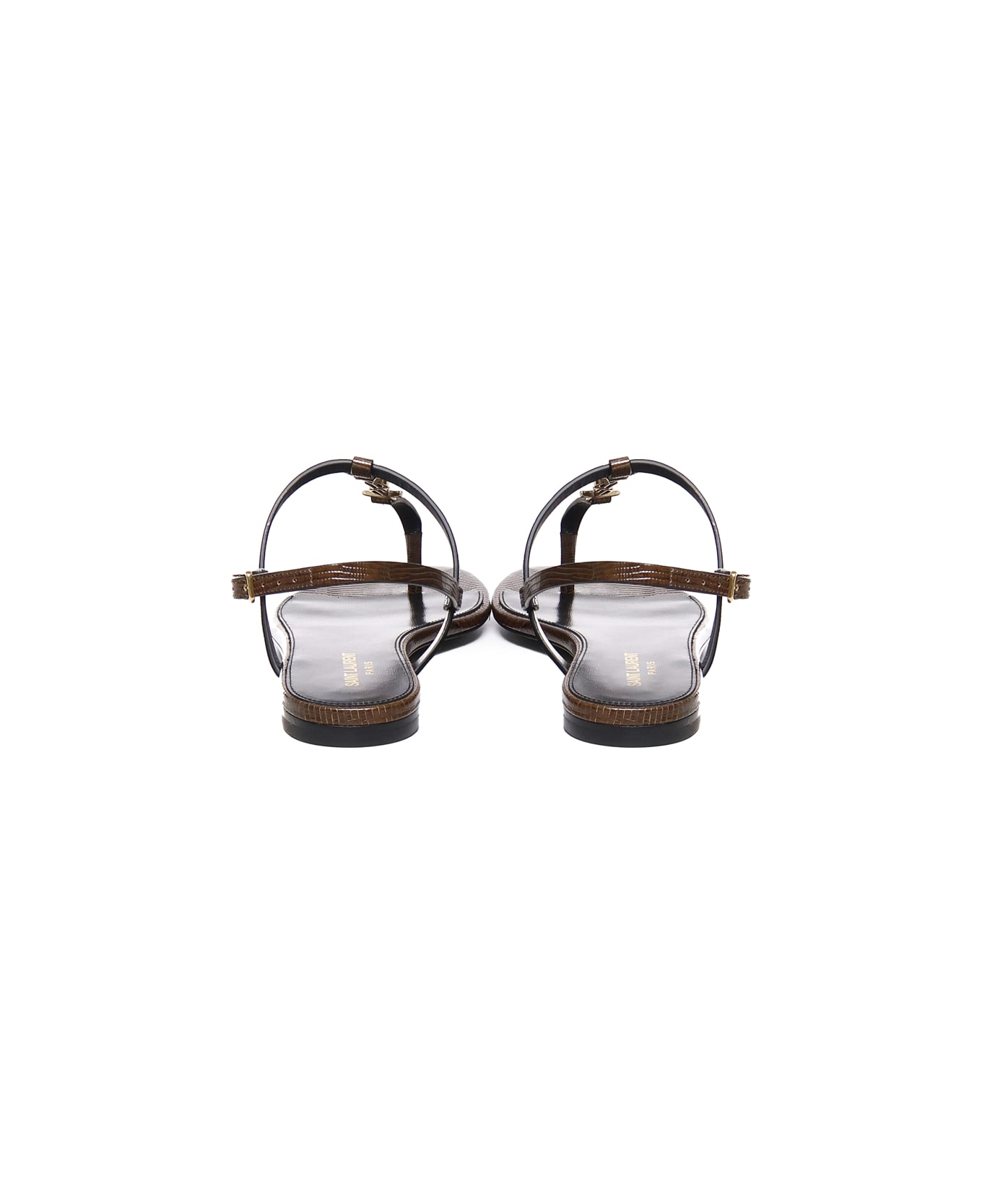 Saint Laurent Cassandre Sandals - Macadamia brown