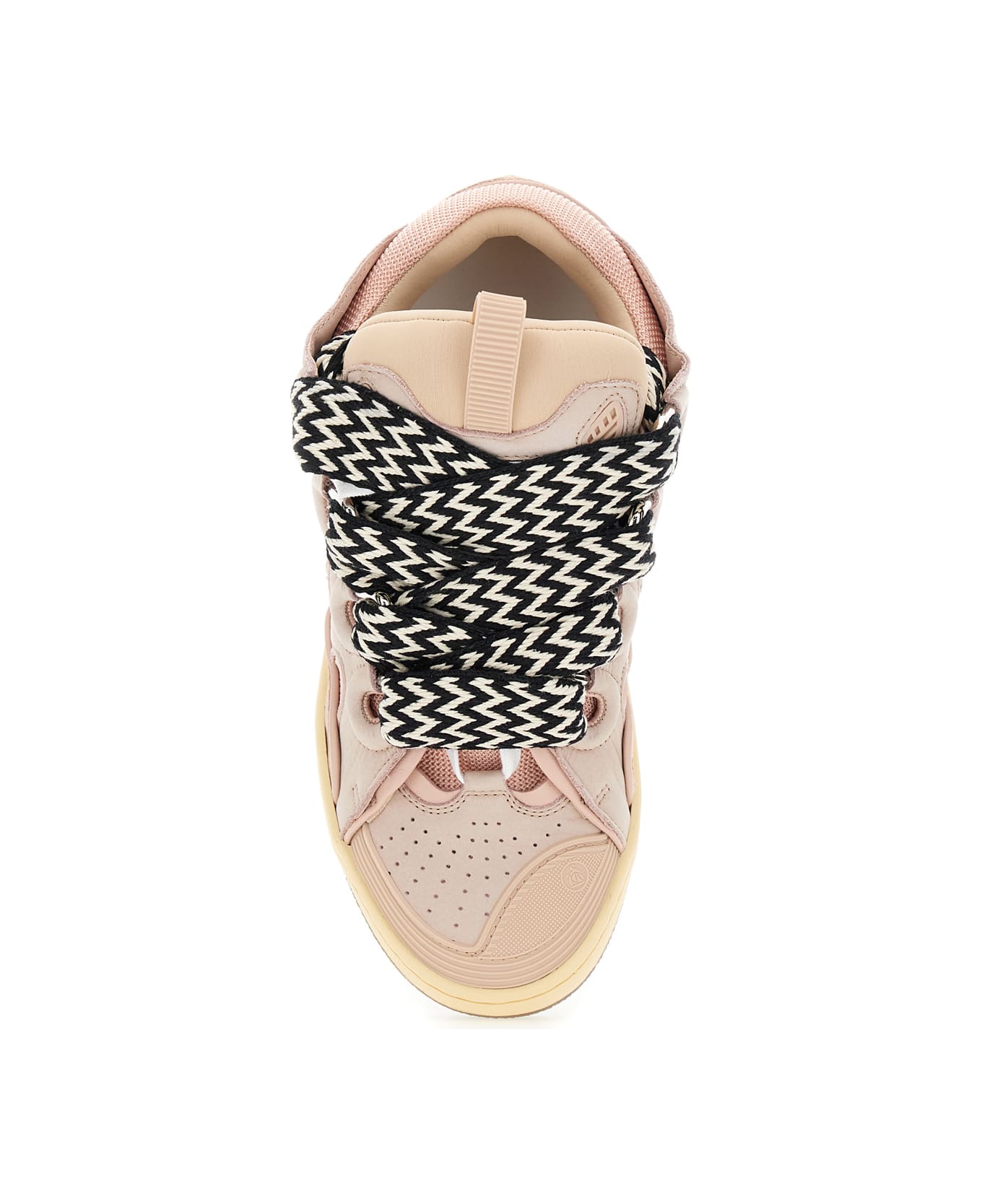 Lanvin 'curb' Pink Sneakers With White And Black Laces In Leather Pink Unisex - Pink