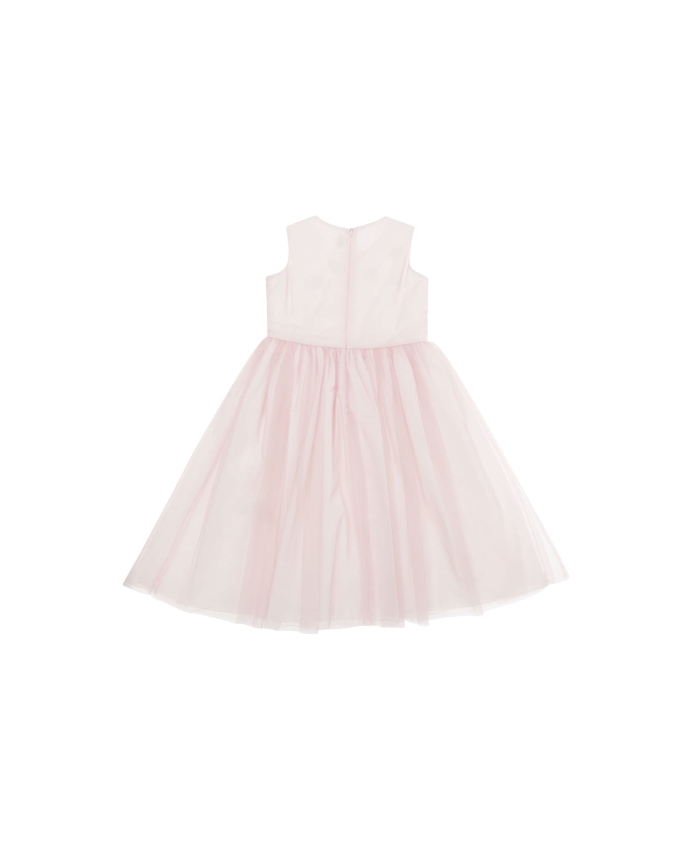 Il Gufo Pink Dress With Flowers Patch In Tulle Baby - Pink