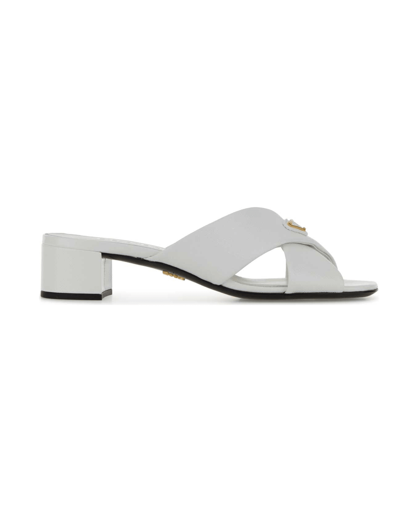 Prada White Leather Mules - BIANCO
