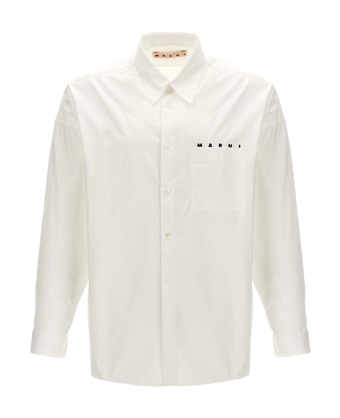 Marni Logo Printed Long-sleeved Shirt - Bianco