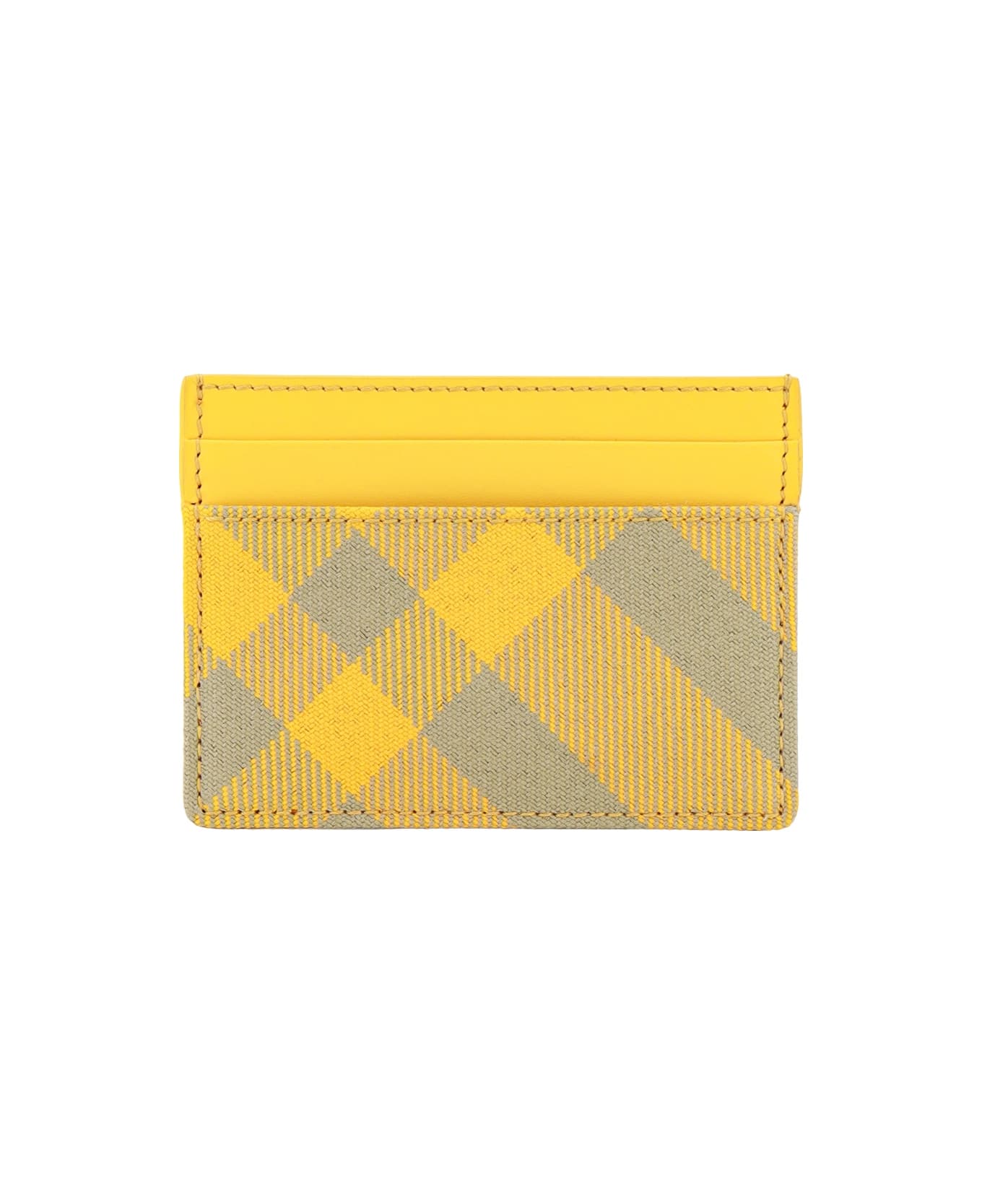 Burberry Wool And Leather Card Holder - Yellow