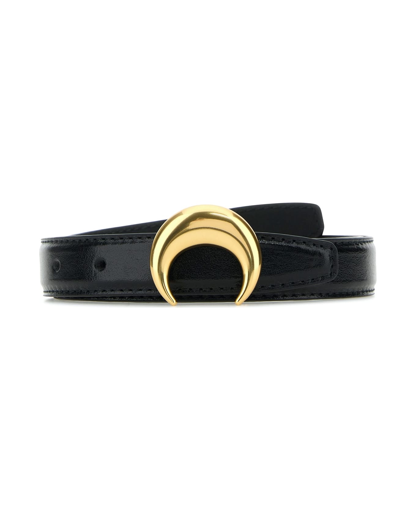 Marine Serre Vegetable Leather Buckle Belt - BLACK