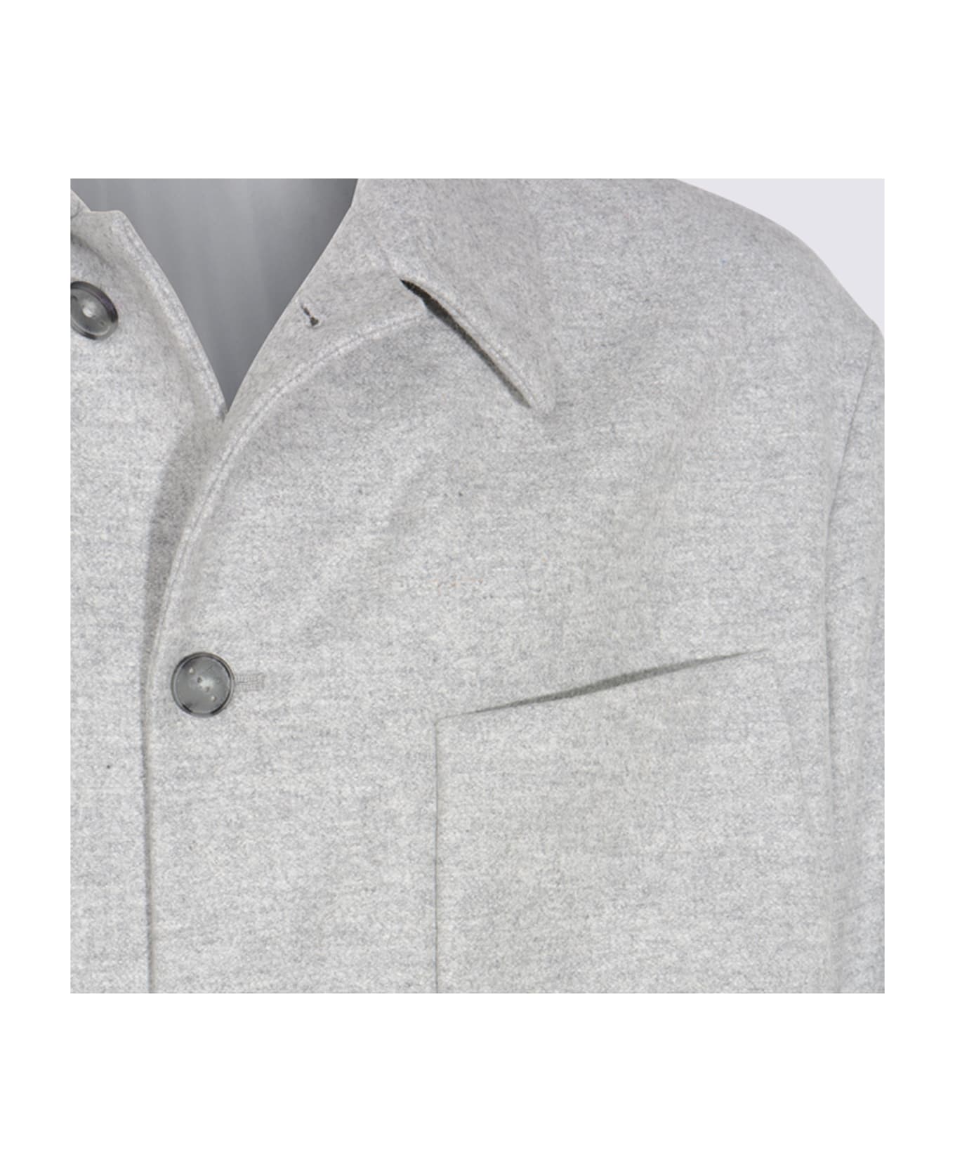 Hevò Light Grey Wool Casual Jacket - Grey