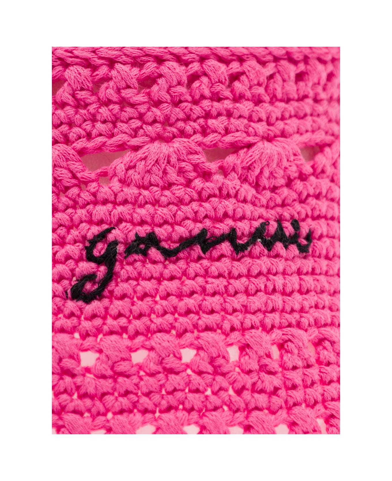 Ganni Cotton Crochet Bucket Hat Solid - Pink