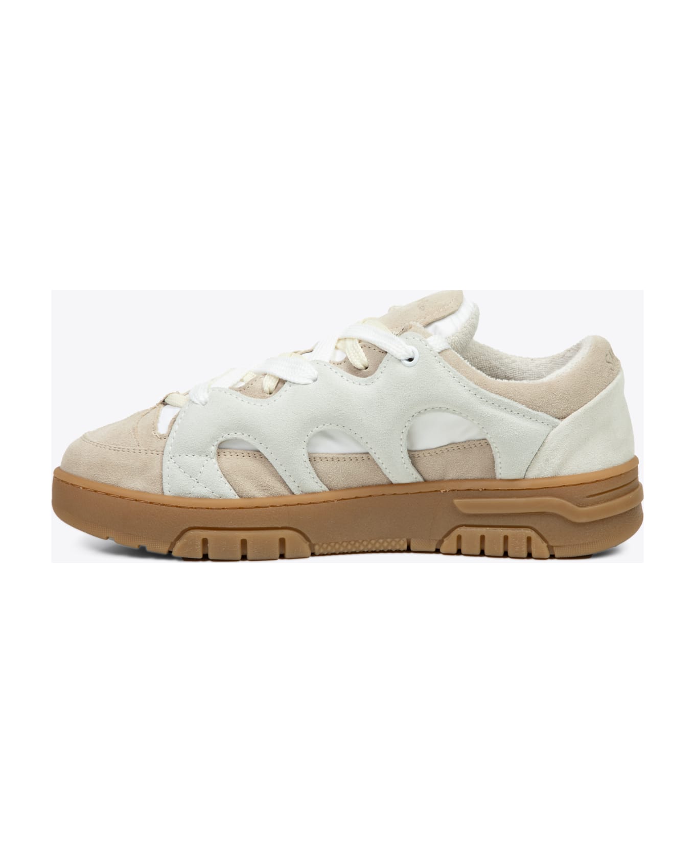 Paura Tr - Suede - New Bomber White Nylon And Beige Suede Low Sneaker - Crema/bianco