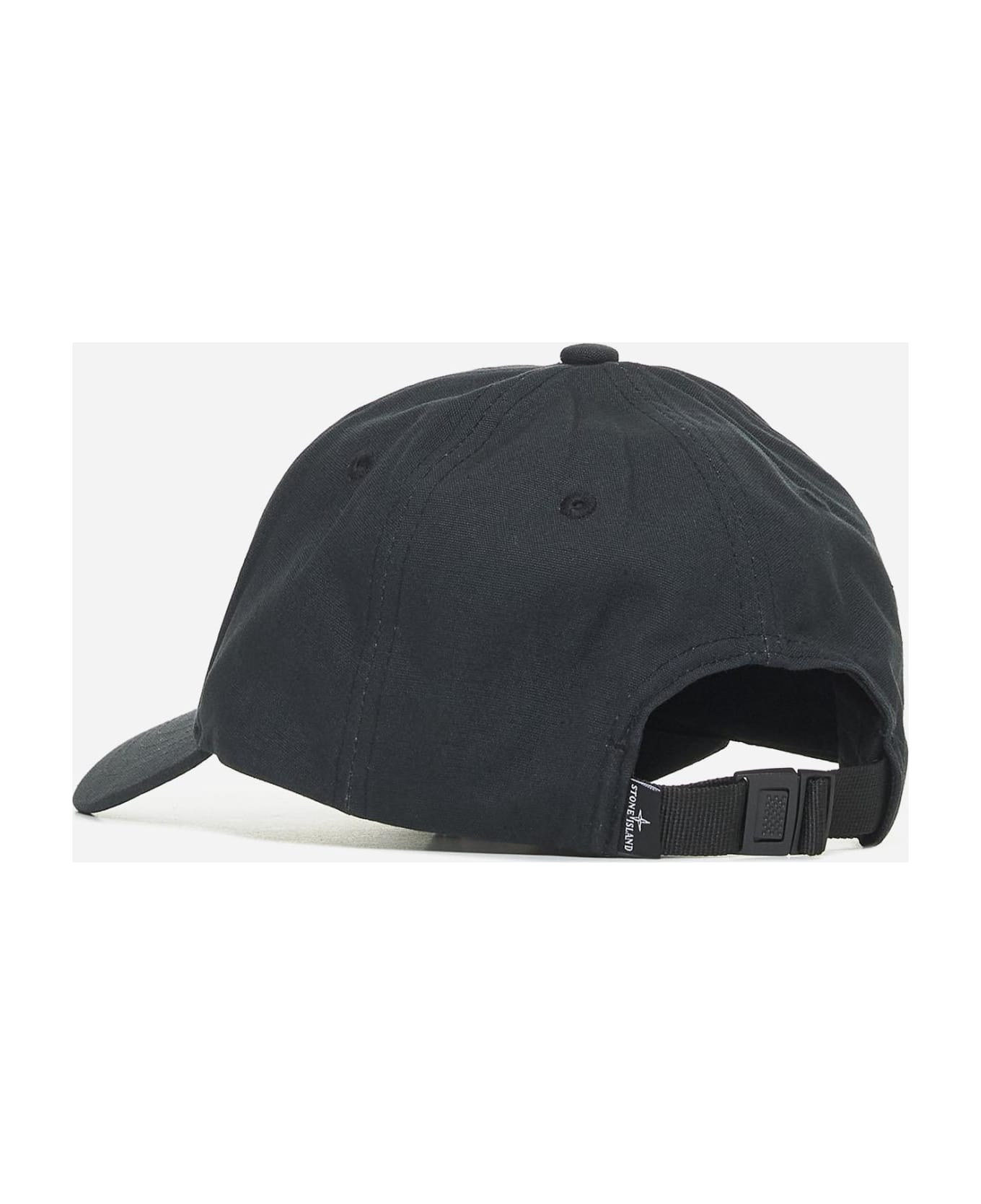 Stone Island Logo Cotton Baseball Cap - Nero