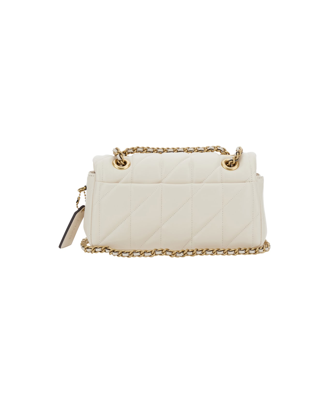 Coach 
tabby 20
 White Quilted Shoulder Bag With Chain-link Leather Shoulder Straps And Logo Plaque On The Front In Leather Woman - White
