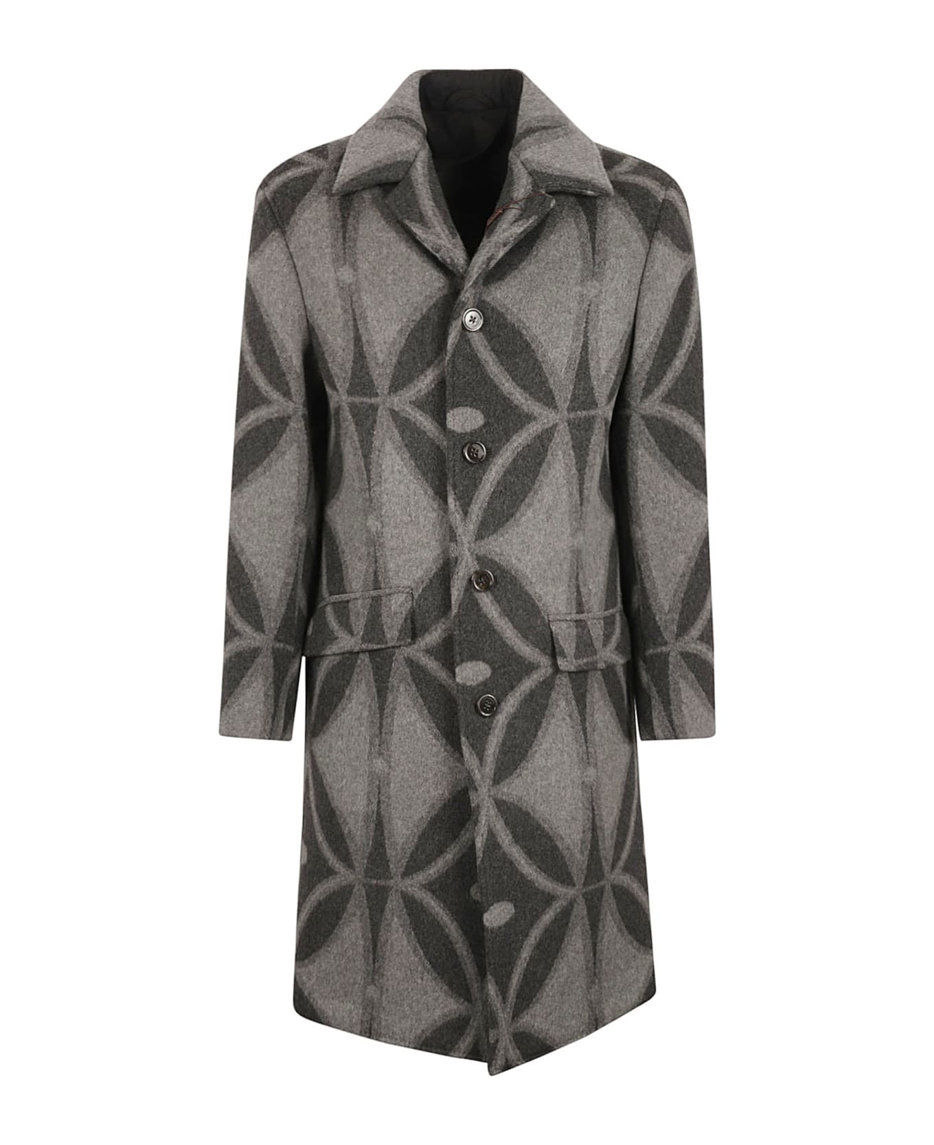 Etro Patterned Button-up Coat - Grey コート