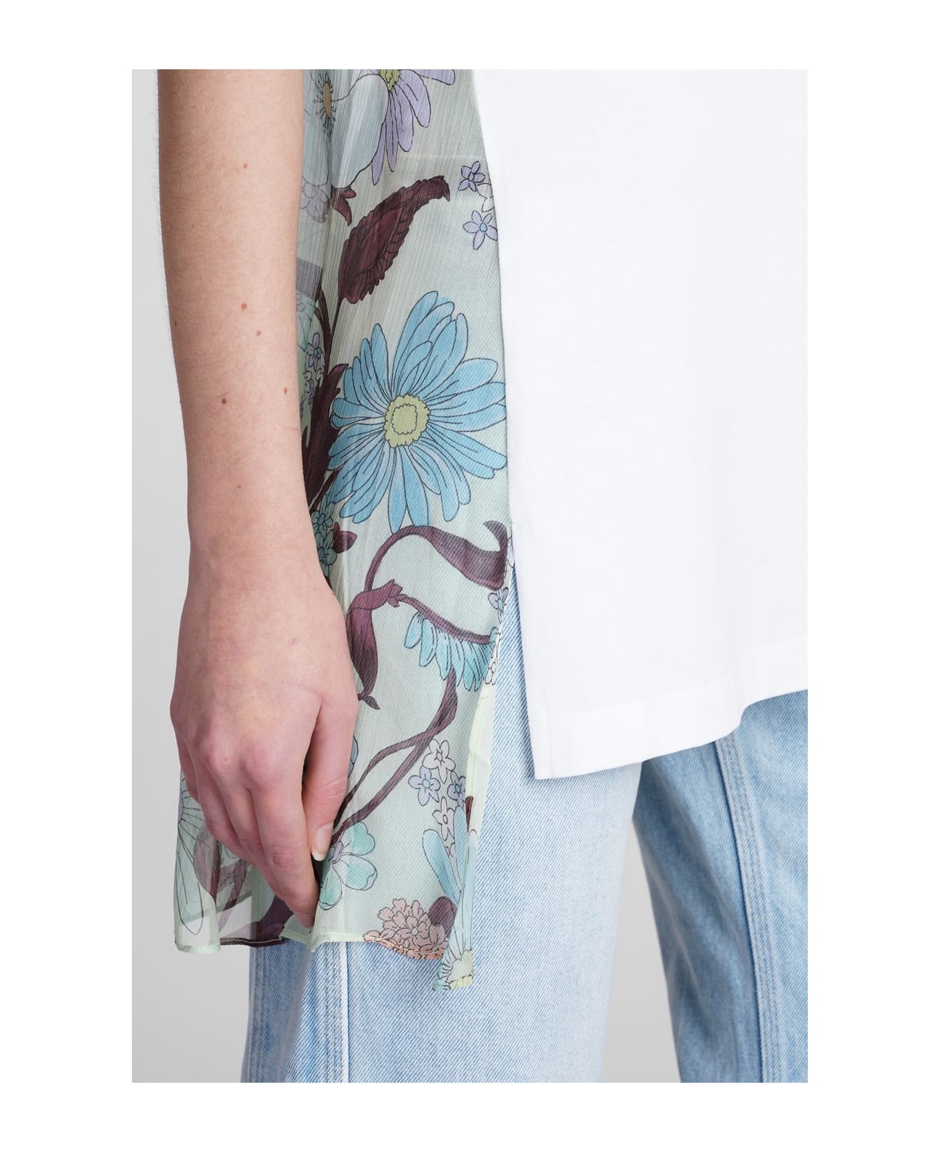 Stella McCartney Floral Printed Panelled T-shirt - white Tシャツ