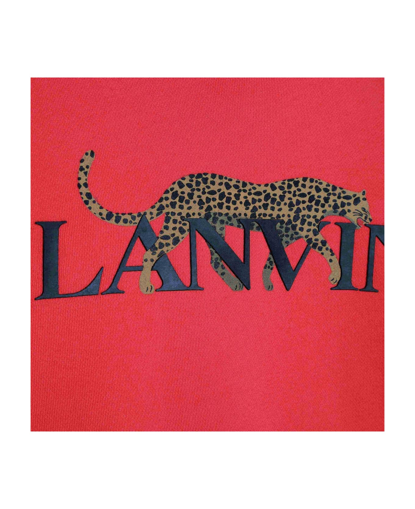 Lanvin Leopard-printed Crewneck Sweatshirt - Rosso Vivo