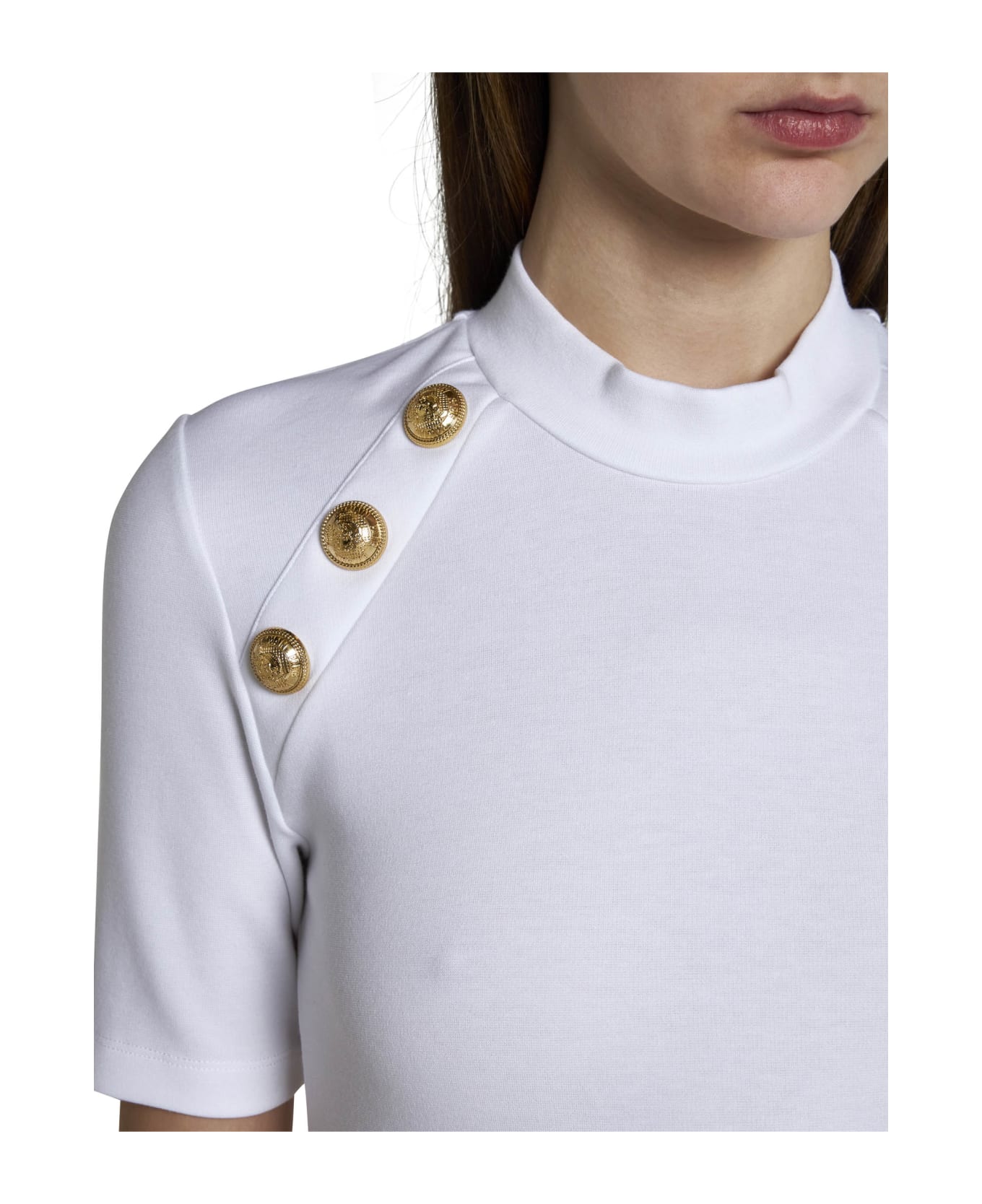 Balmain Button Embellished Slim Fit Top - Blanc