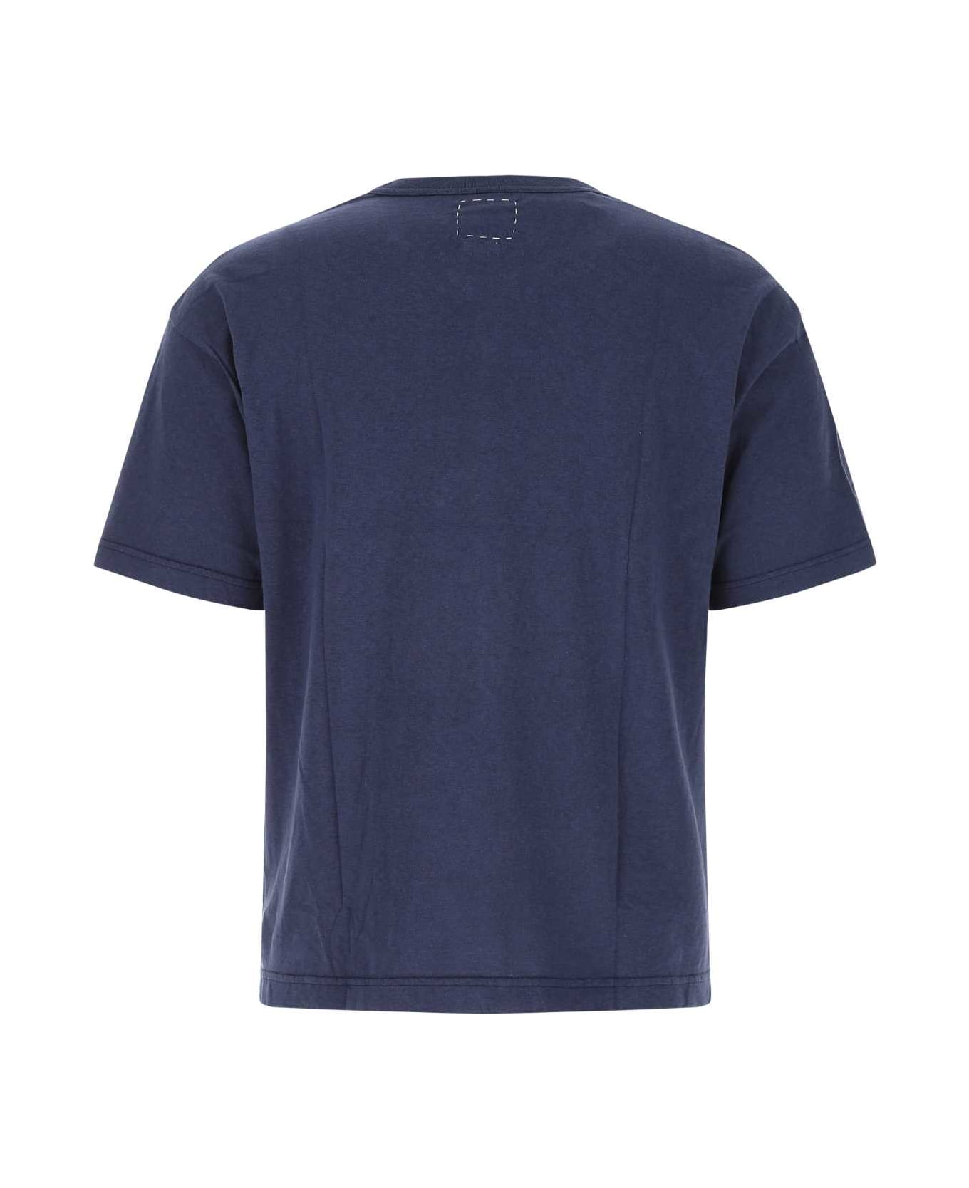 Visvim Blue Cotton Alumni T-shirt - NAVY