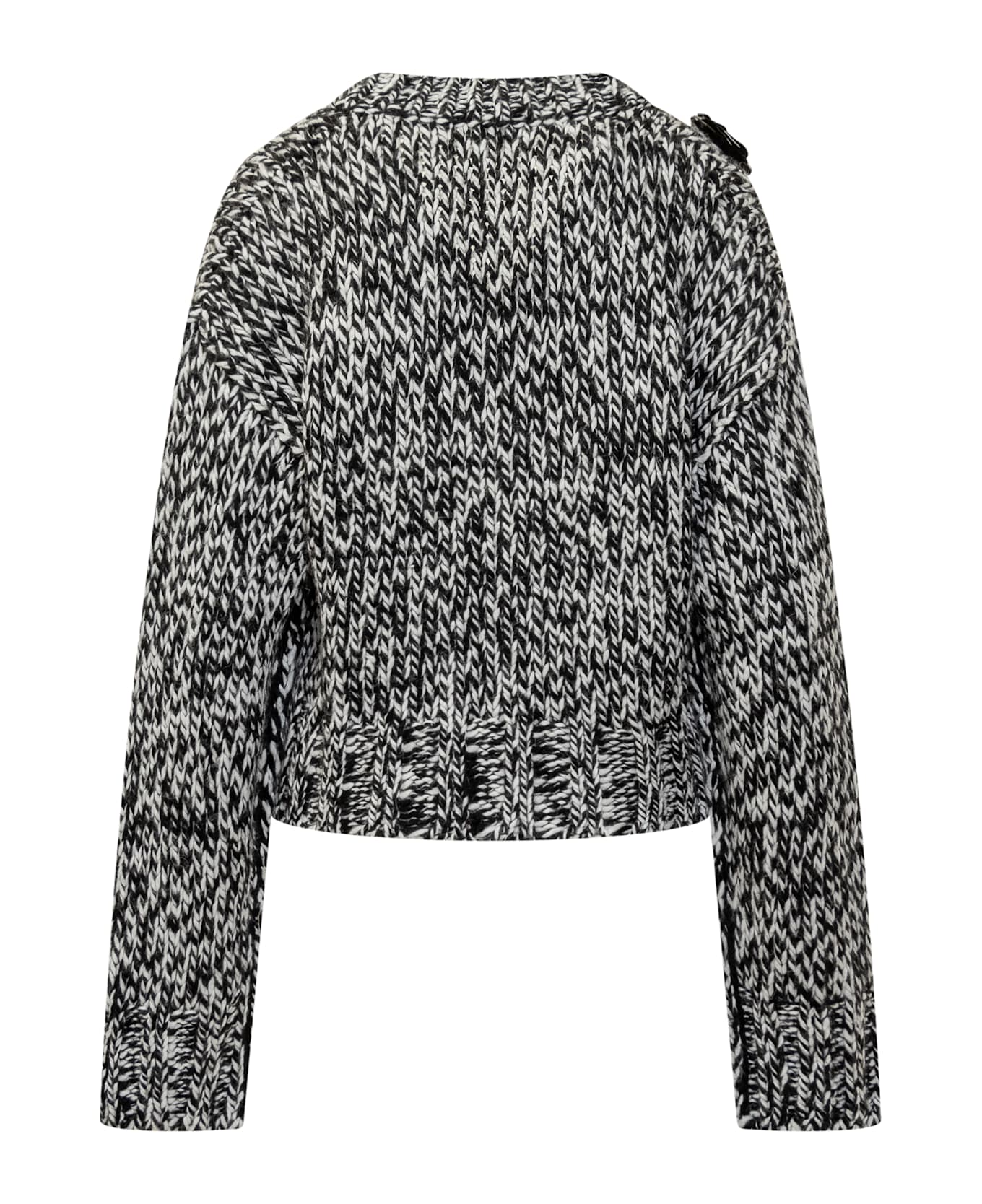 Des Phemmes Mouline Sweater - OFF WHITE/BLACK