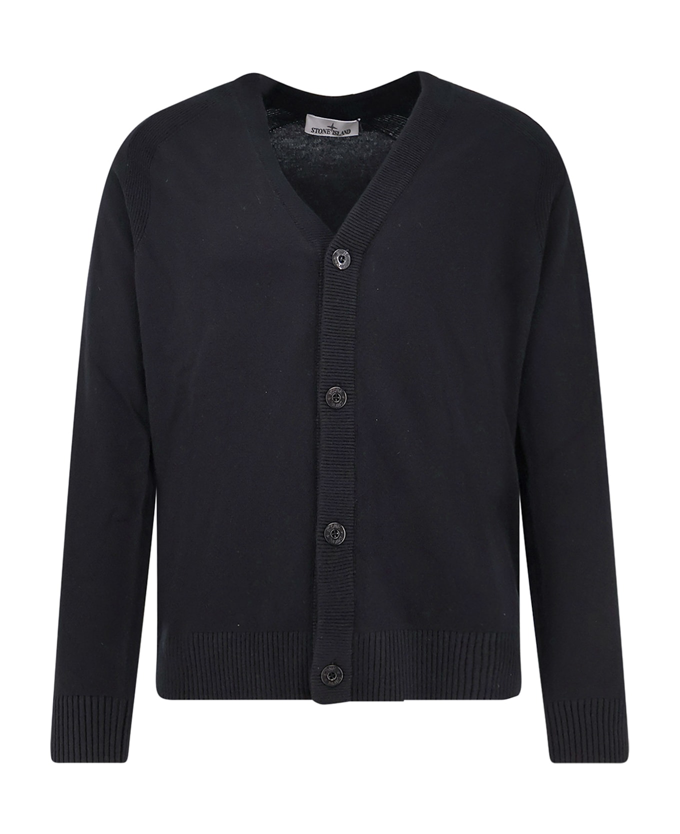 Stone Island Certified Virgin Wool Cardigan - Black
