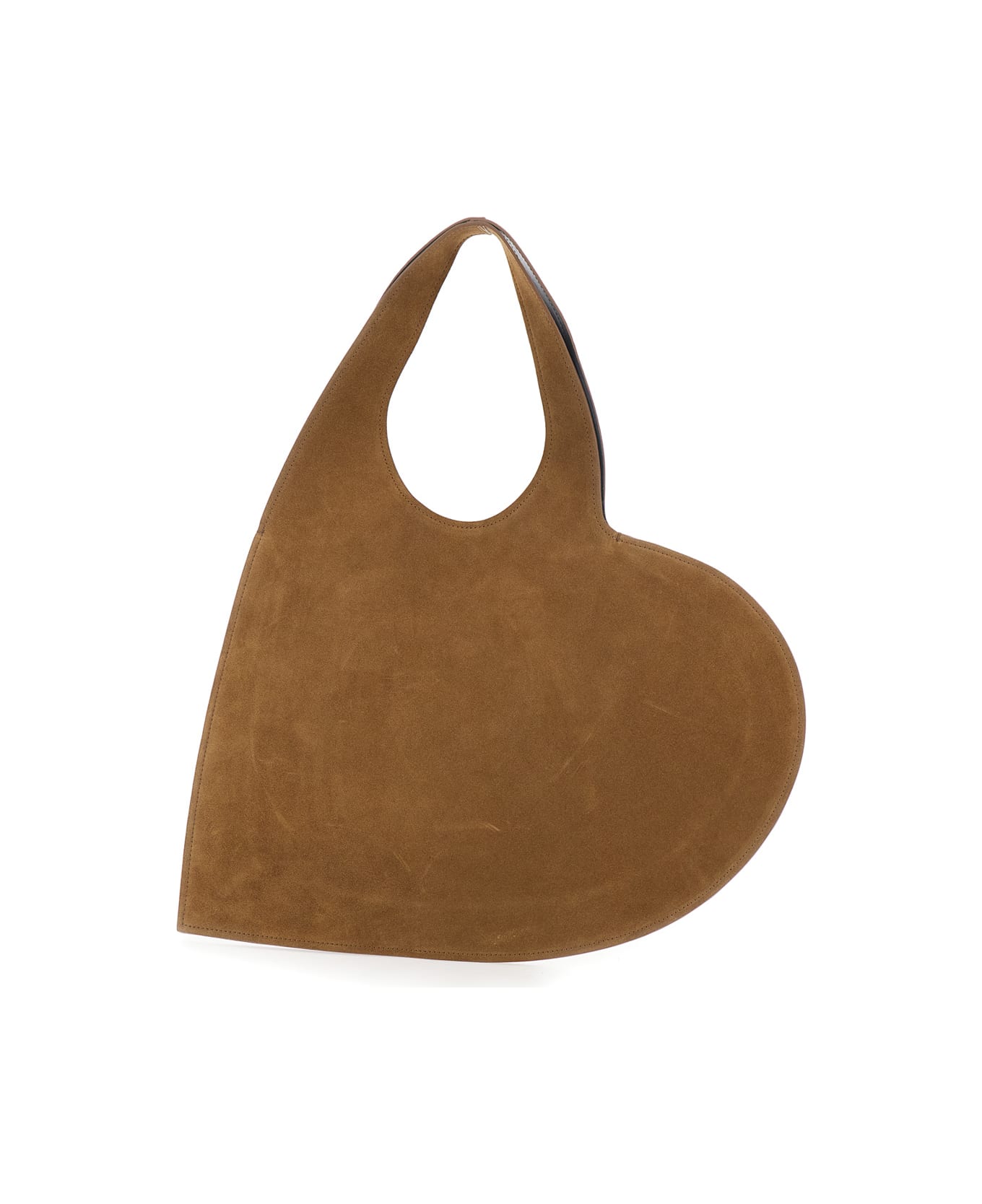 Coperni Brown Heart Shaped Shoulder Bag With Cut-out On The Handle In Suede Woman - Brown