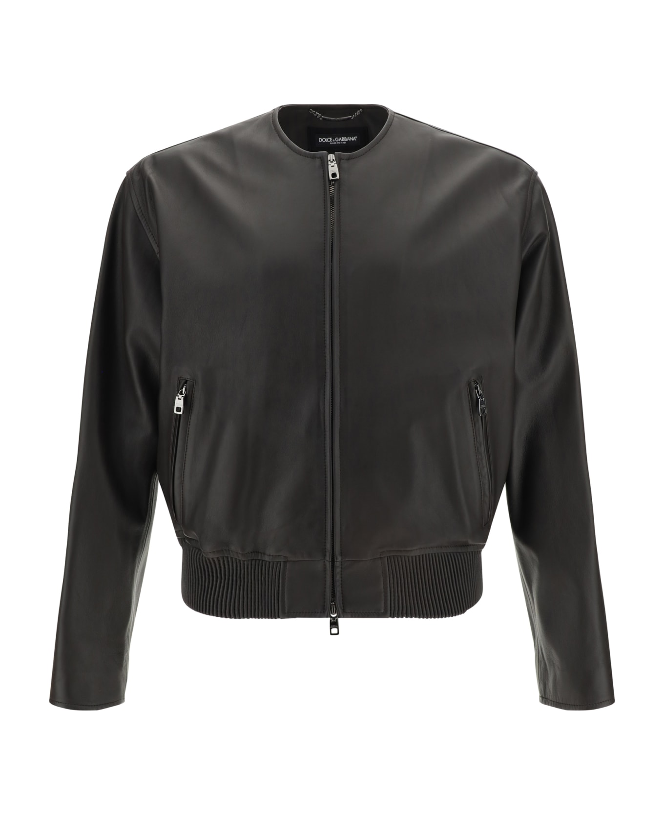 Dolce & Gabbana Leather Jacket - Marrone Scuro ジャケット