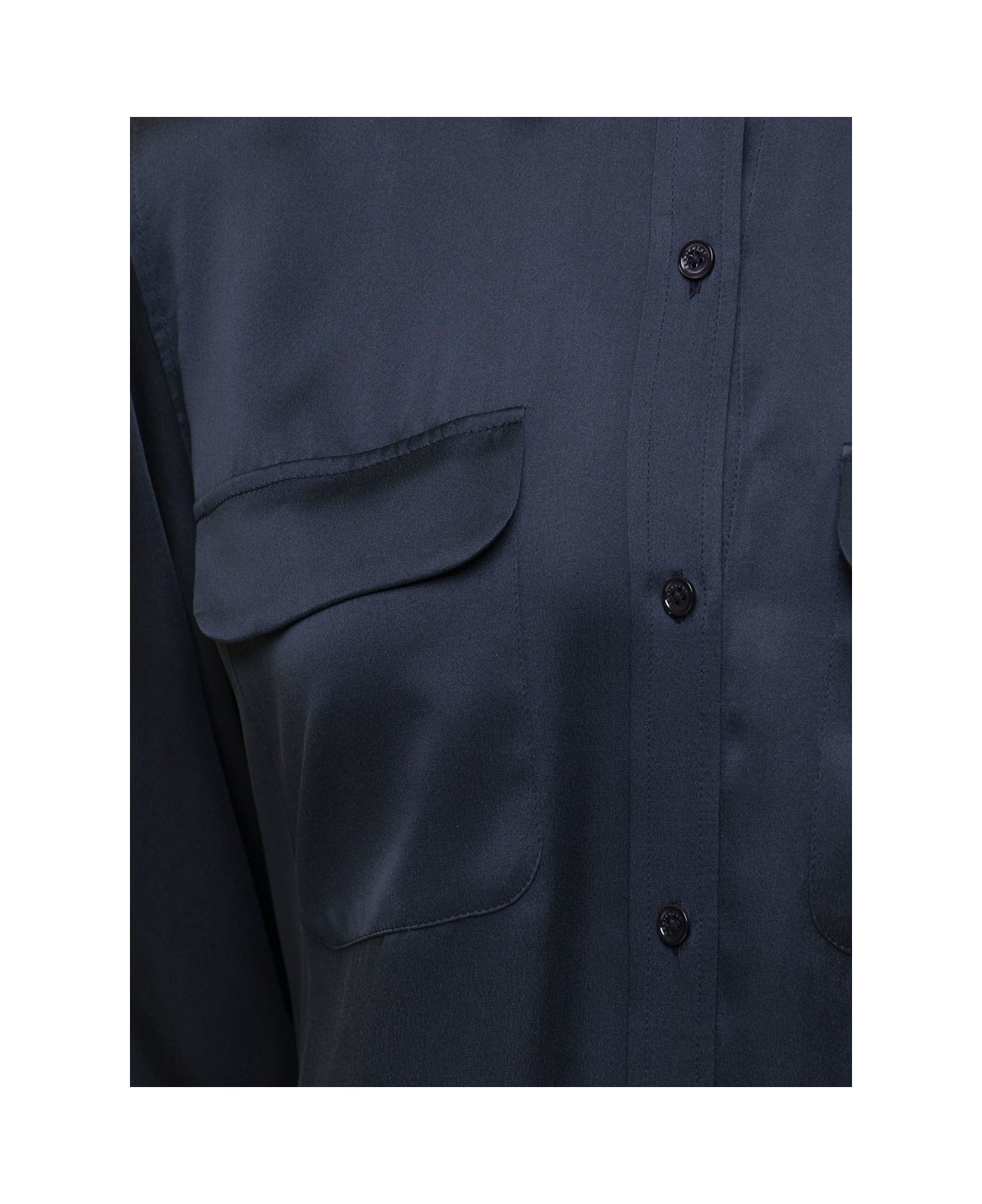 Equipment 'signature' Navy Blue Long Sleeves Shirt In Silk Woman Equipment - Blu